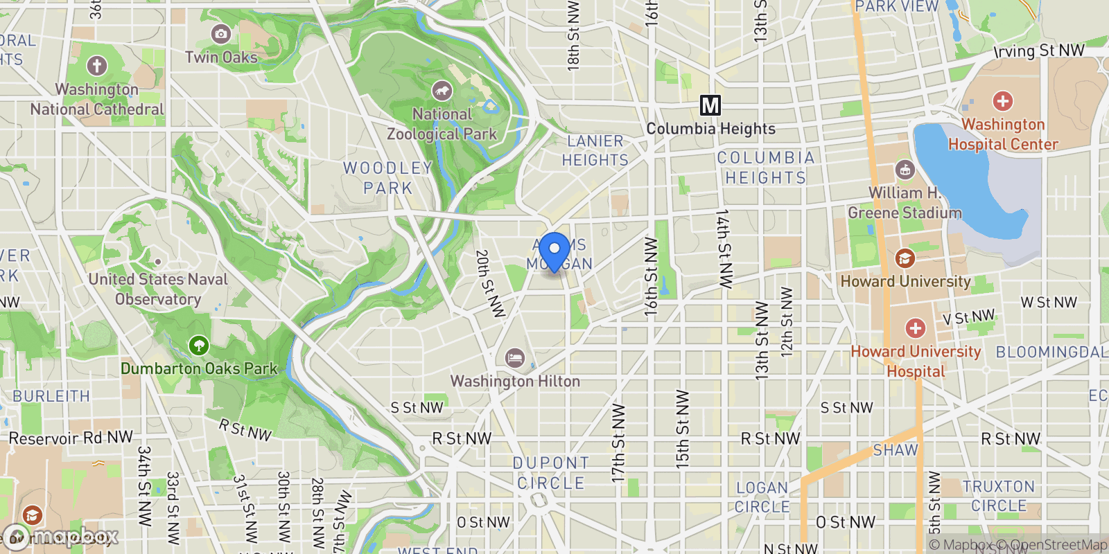 Map showing 1810 Belmont Road NW , Washington, DC 20009, Washington, District of Columbia, United States.