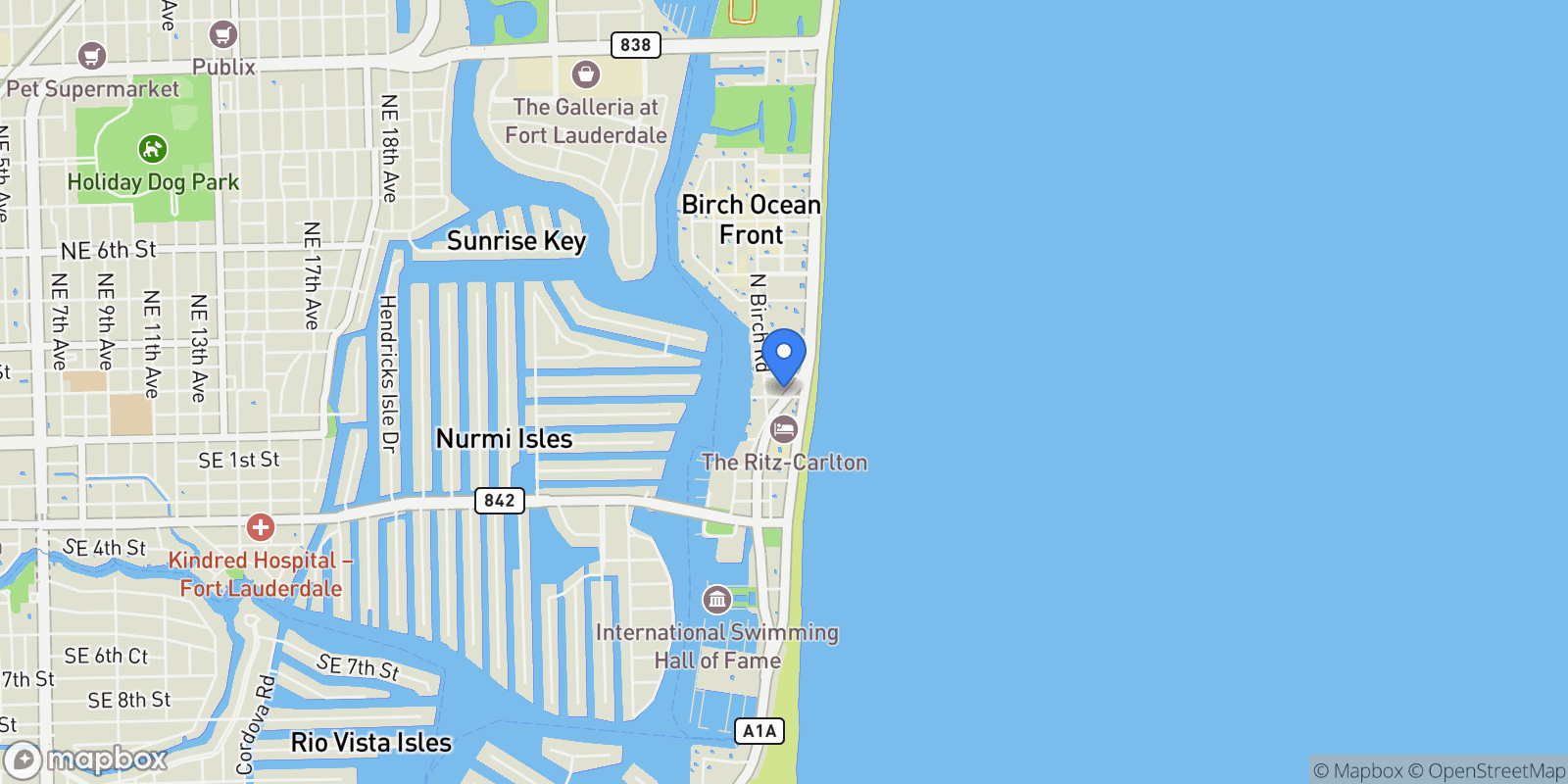 Map showing 153 N Seabreeze Blvd 1003-S, Fort Lauderdale, Florida, United States.