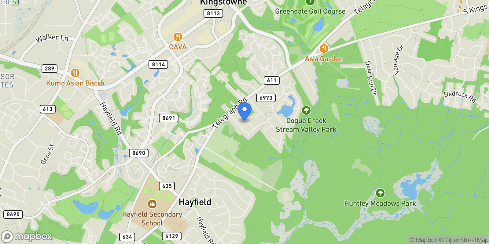 Map showing 7204 Racepoint Way , Alexandria, VA 22315, Groveton, Virginia, United States.