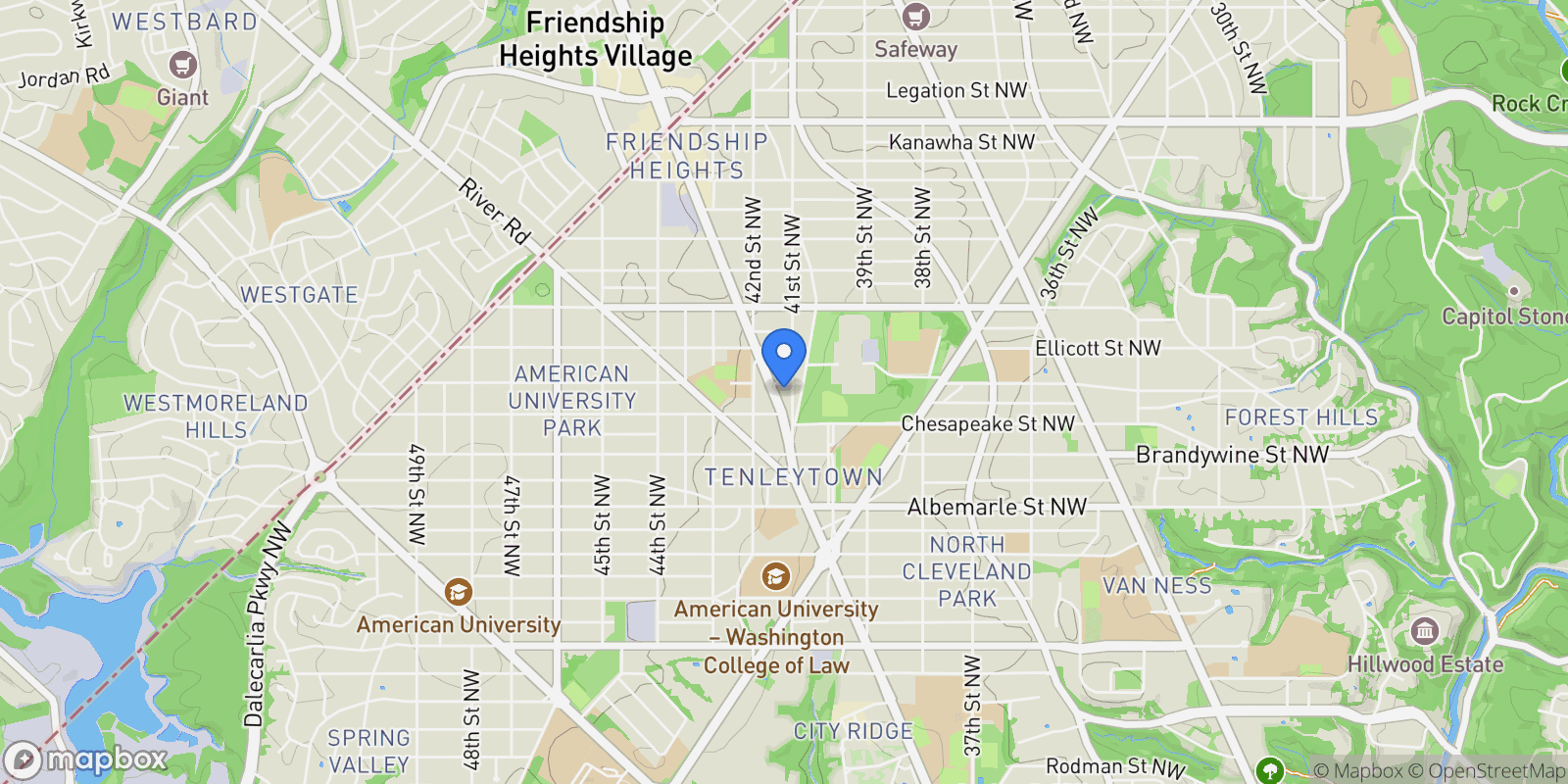 Map showing 4750 41st Street NW Unit# 507, Washington, DC 20016, Washington, District of Columbia, United States.