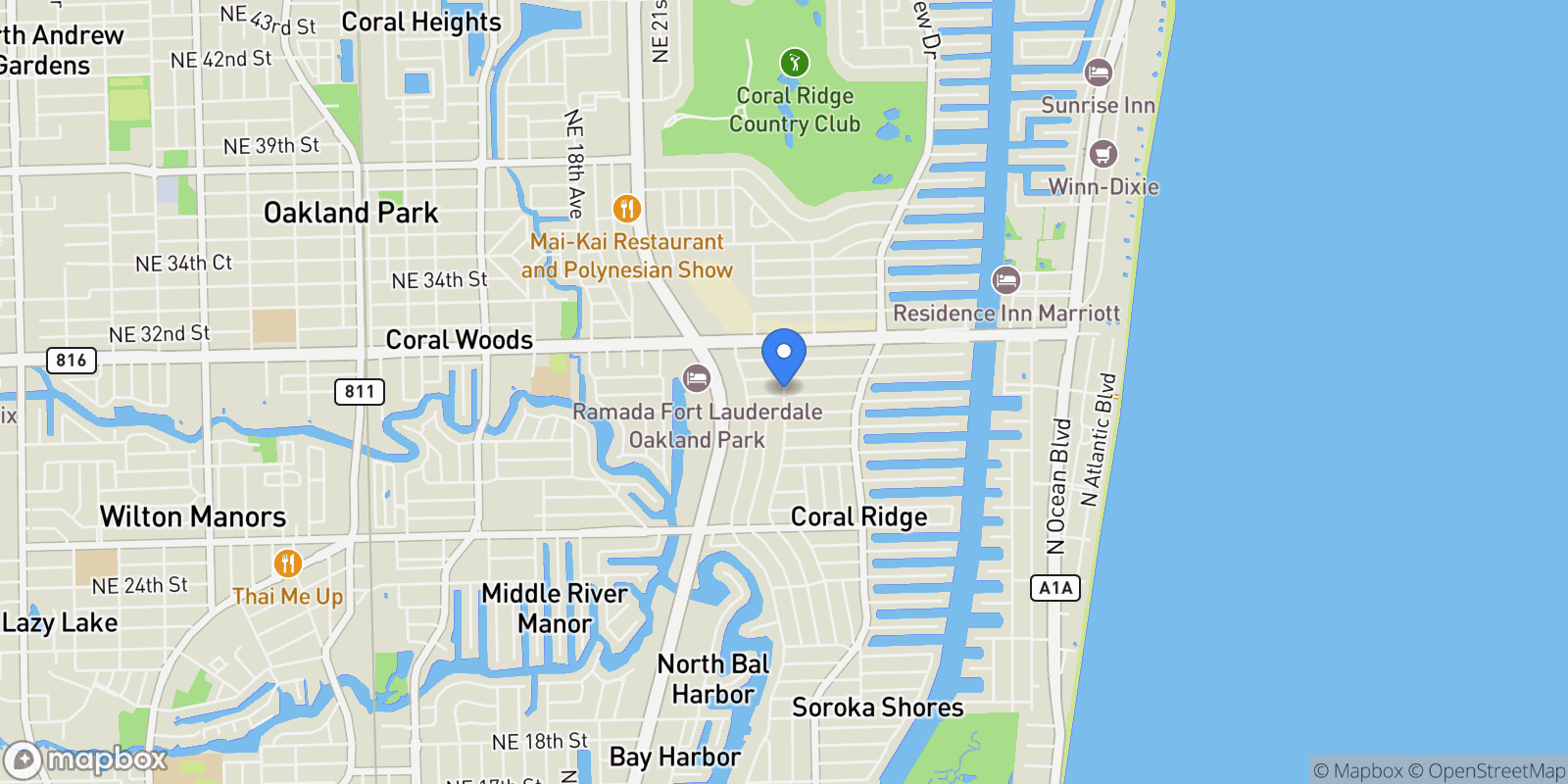 Map showing 2625 NE 29th Ct, Fort Lauderdale, Florida, United States.