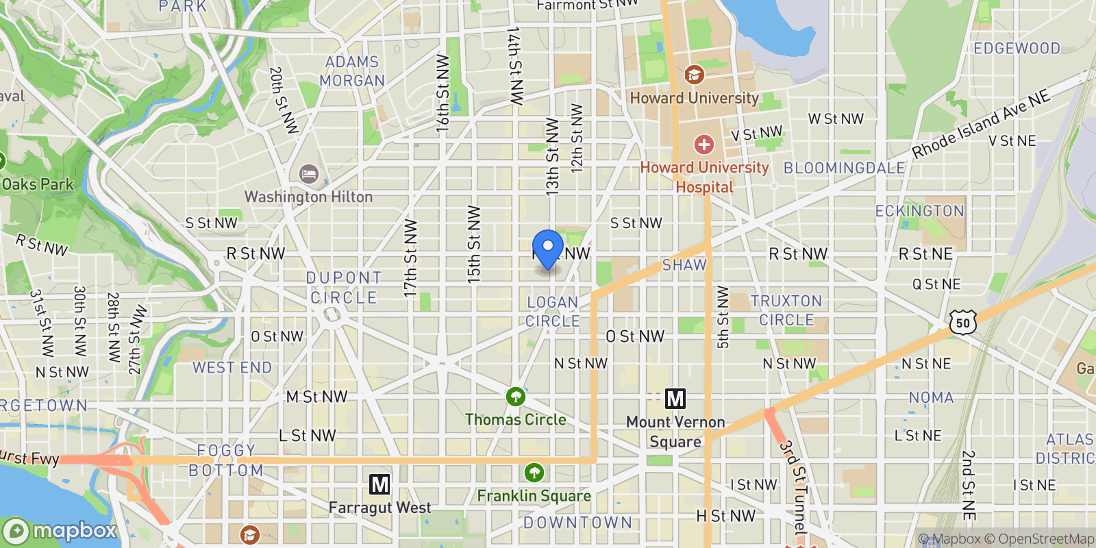 Map showing 1604 13th St Nw , WASHINGTON, DC 20009, Washington, District of Columbia, United States.