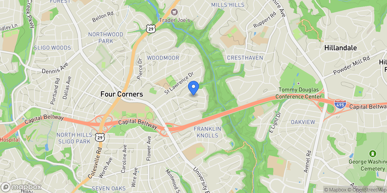 Map showing 10018 Brookmoor Drive , Silver Spring, MD 20901, Silver Spring, Maryland, United States.