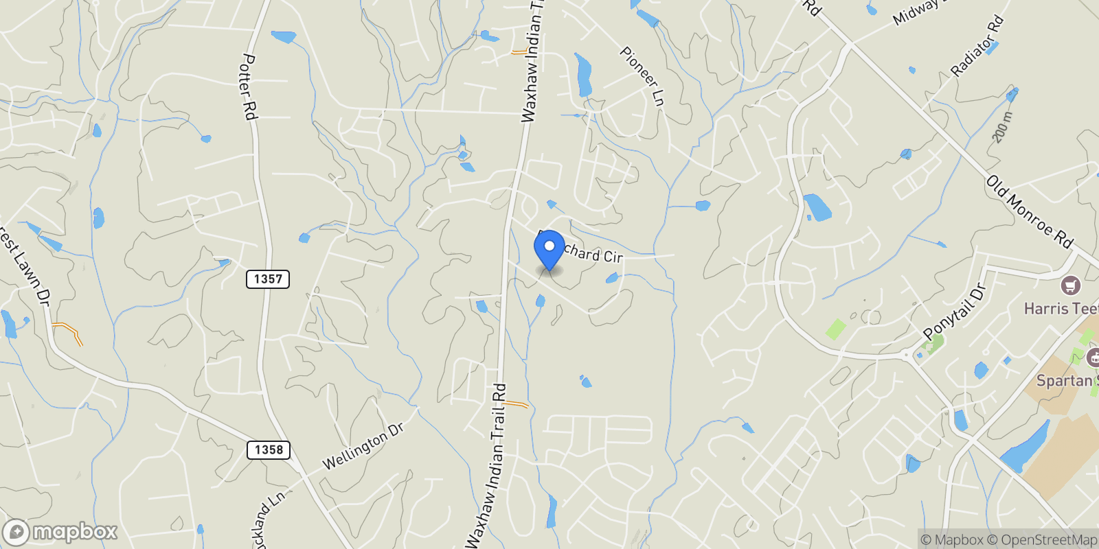 Map showing 4315 Hartis Grove Church Road, Indian Trail, NC 28079, Indian Trail, North Carolina, United States.