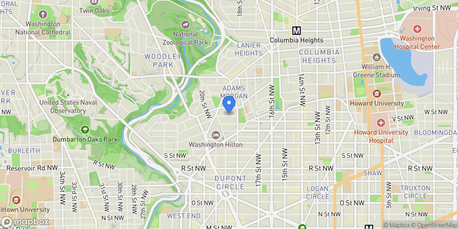 Map showing 1837 Wyoming Avenue NW #D , Washington, DC 20009, Washington, District of Columbia, United States.