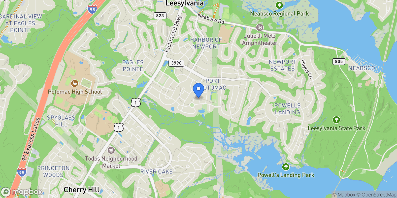Map showing 16862 Reef Knot Way, Woodbridge, VA 22191, Woodbridge, Virginia, United States.