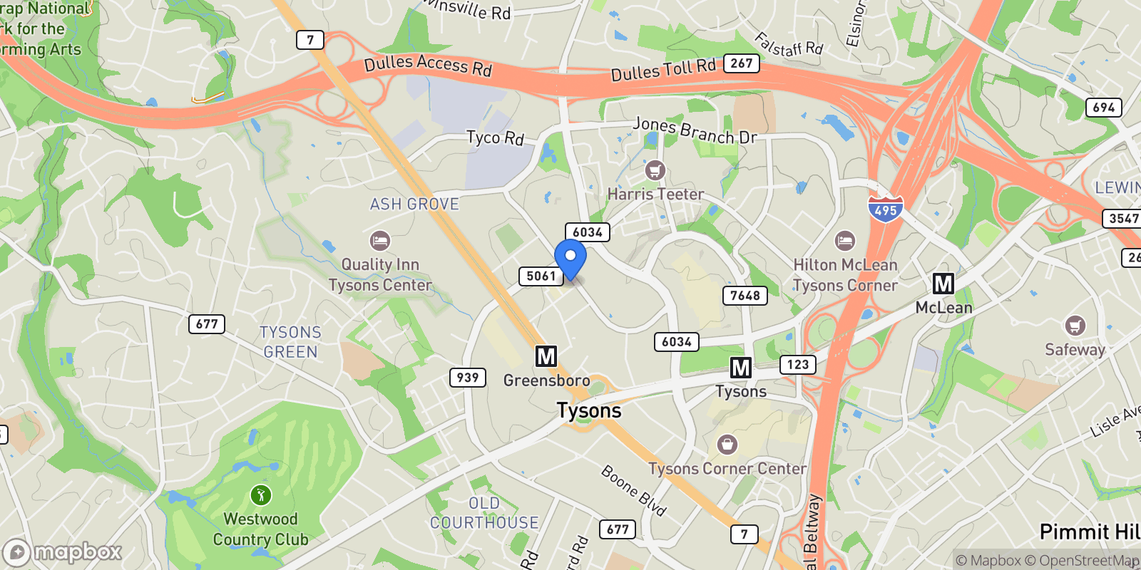 Map showing 1650 Silver Hill Drive Unit 1901 , McLean, VA 22102, McLean, Virginia, United States.