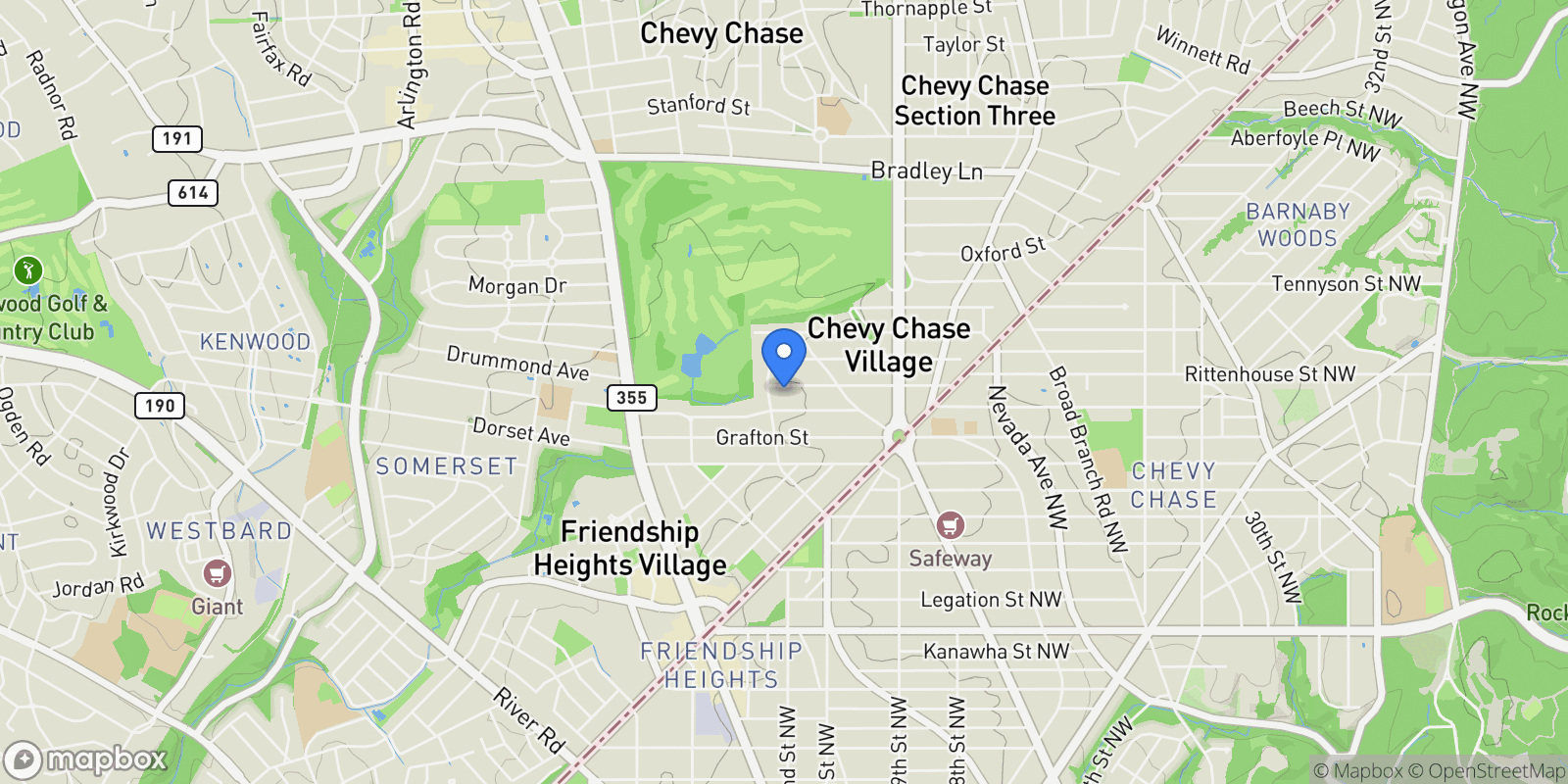 Map showing 32 W Irving Street, Chevy Chase, MD 20815, Chevy Chase, Maryland, United States.