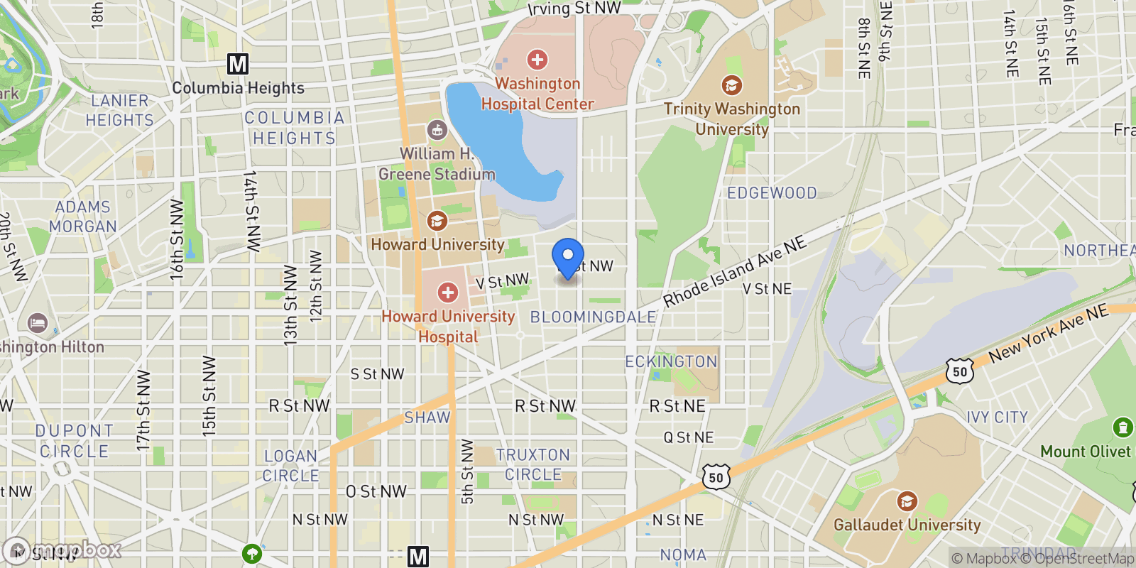 Map showing 121 V Street NW , Washington, DC 20001, Washington, District of Columbia, United States.