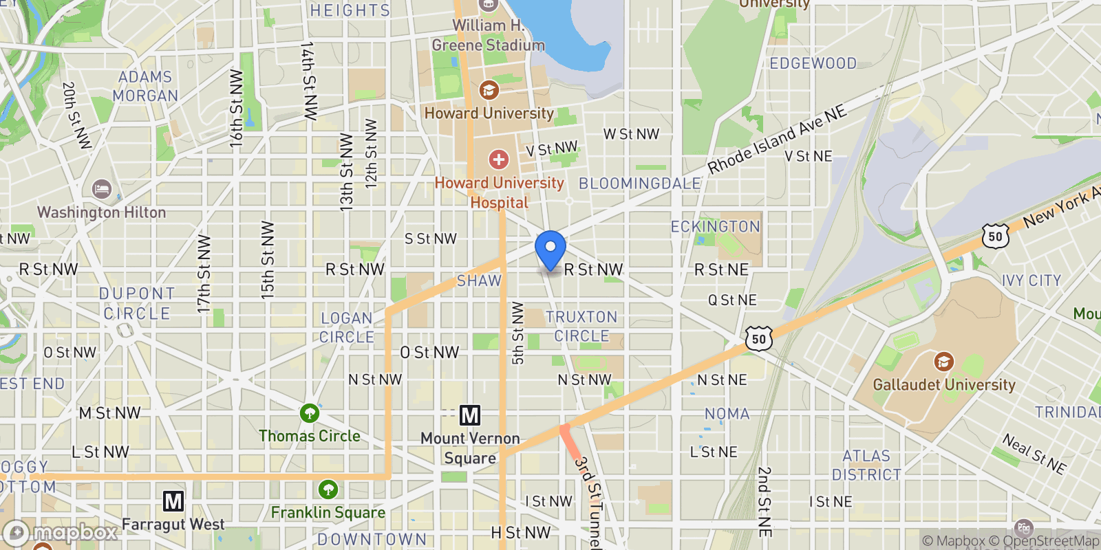 Map showing 1649 New Jersey Avenue NW , Washington, DC 20001, Washington, District of Columbia, United States.