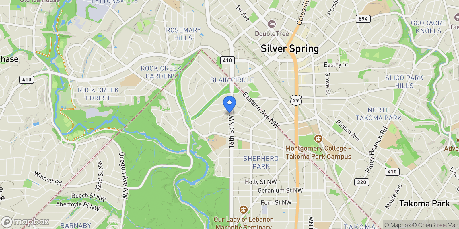 Map showing 7920 16th Street NW , Washington, DC 20012, Washington, District of Columbia, United States.