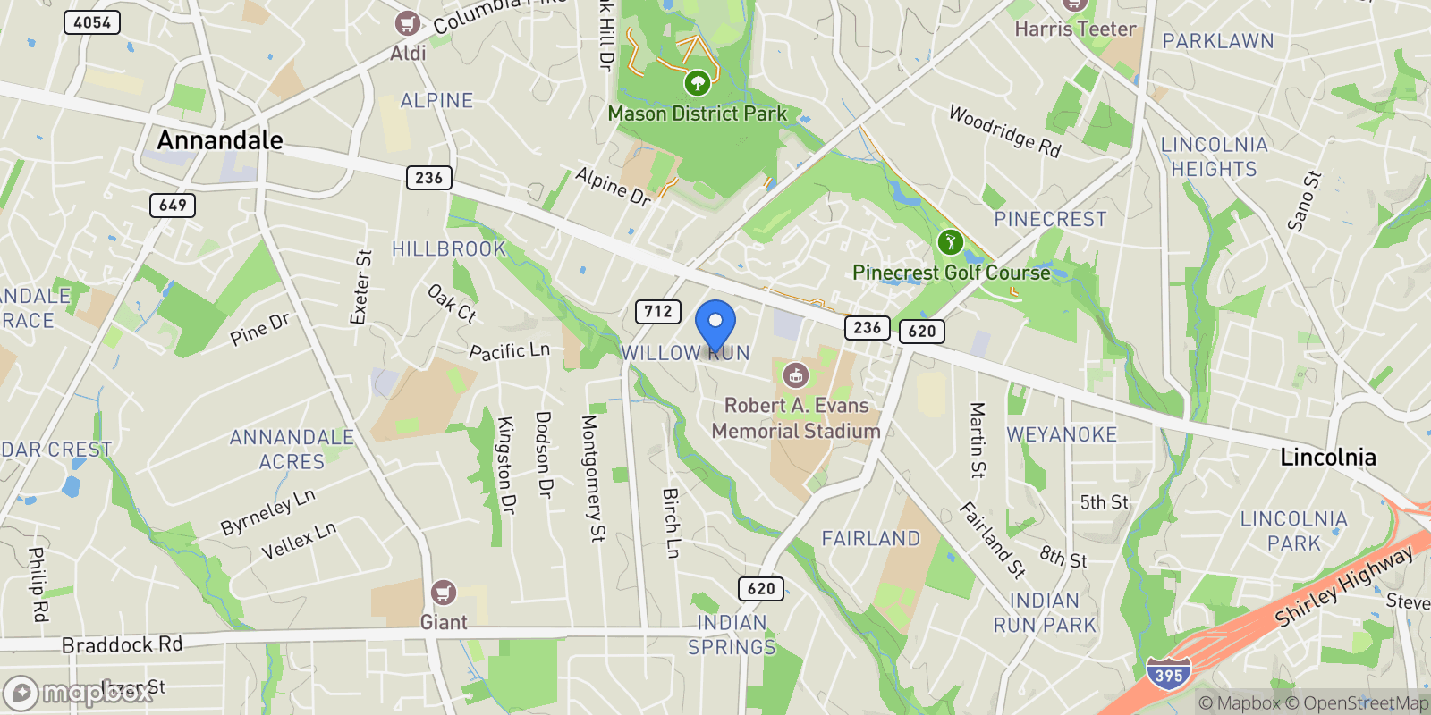 Map showing 6640 Cardinal Lane, Annandale, VA 22003, Annandale, Virginia, United States.