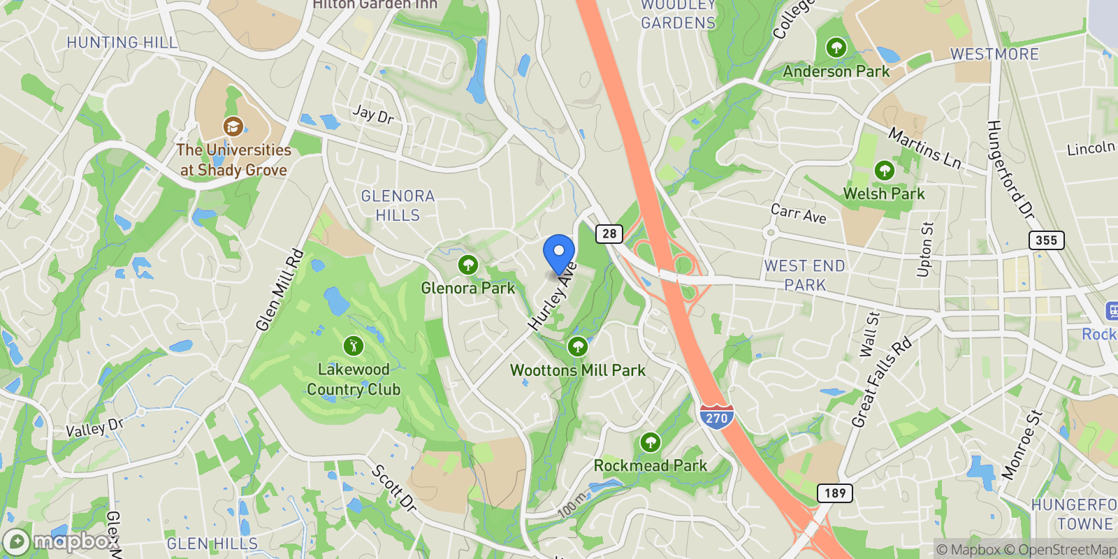 Map showing 411 Hurley Avenue , Rockville, MD 20850, North Potomac, Maryland, United States.