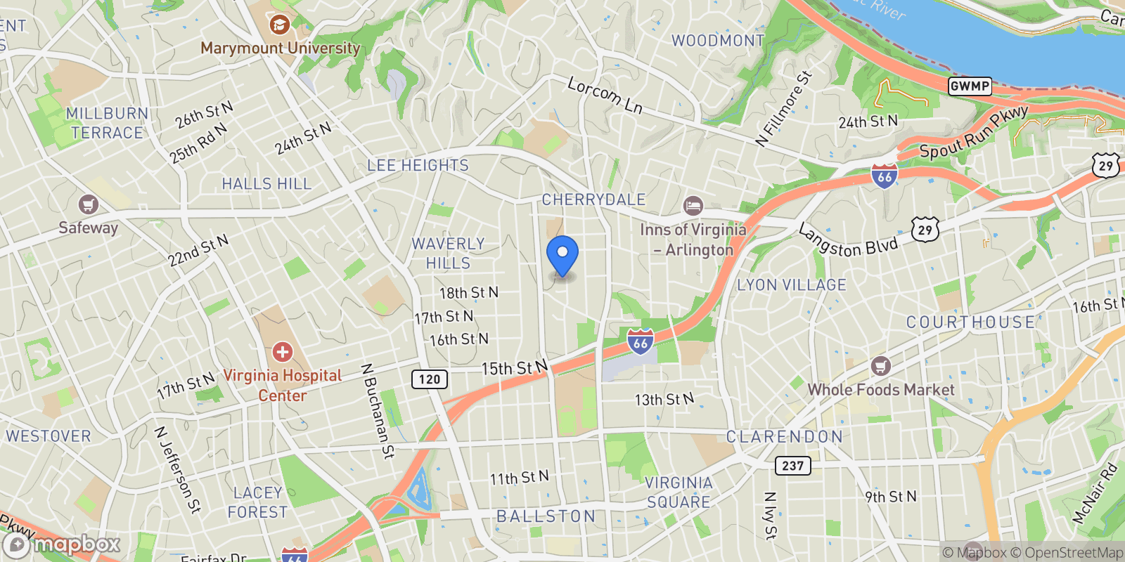 Map showing 4102 18th Road N, Arlington, VA 22207, Arlington, Virginia, United States.