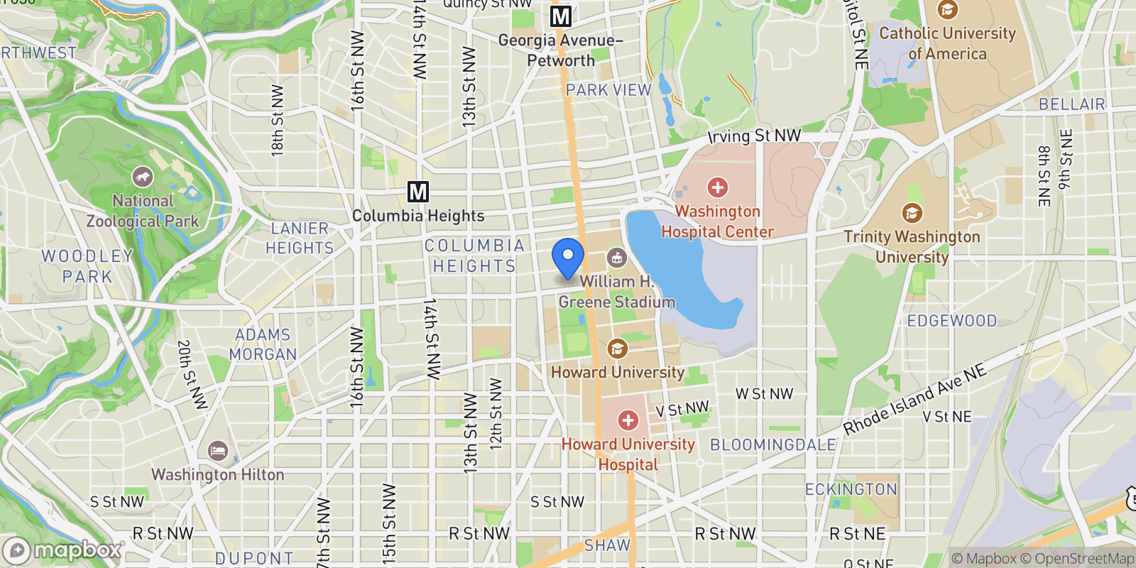 Map showing 733 Euclid Street NW Unit# 204, Washington, DC 20001, Washington, District of Columbia, United States.