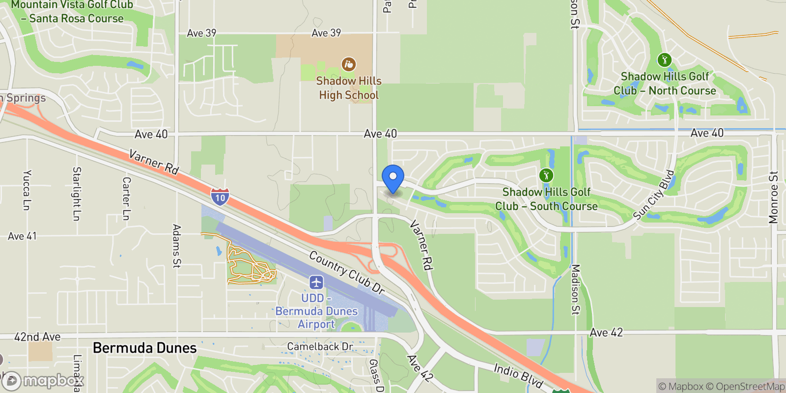 Map showing 80096 Camino Santa Elise , Indio, CA 92203, Indio, California, United States.