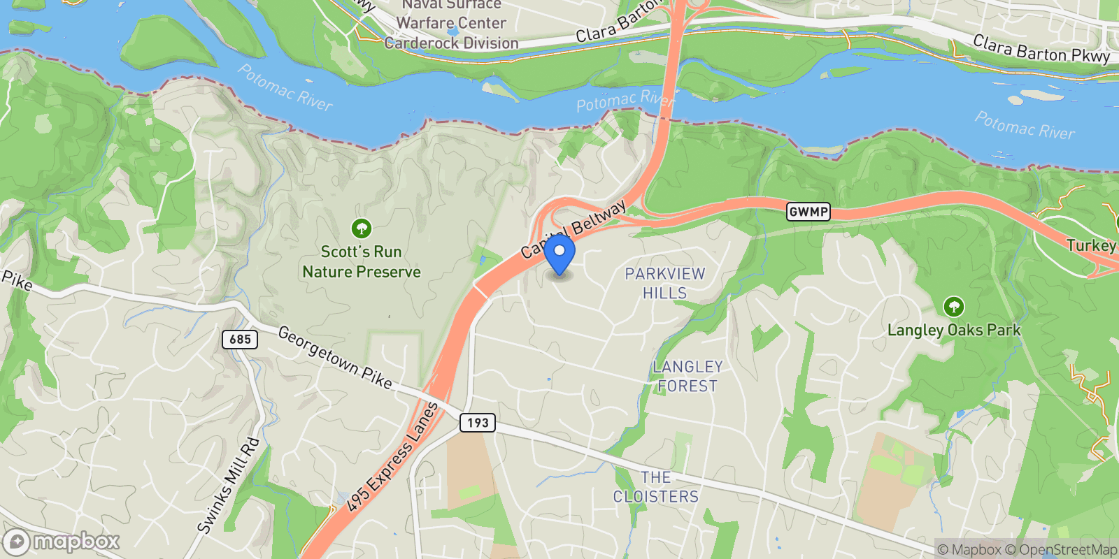 Map showing 7004 River Oaks Drive , Mclean, VA 22101, McLean, Virginia, United States.