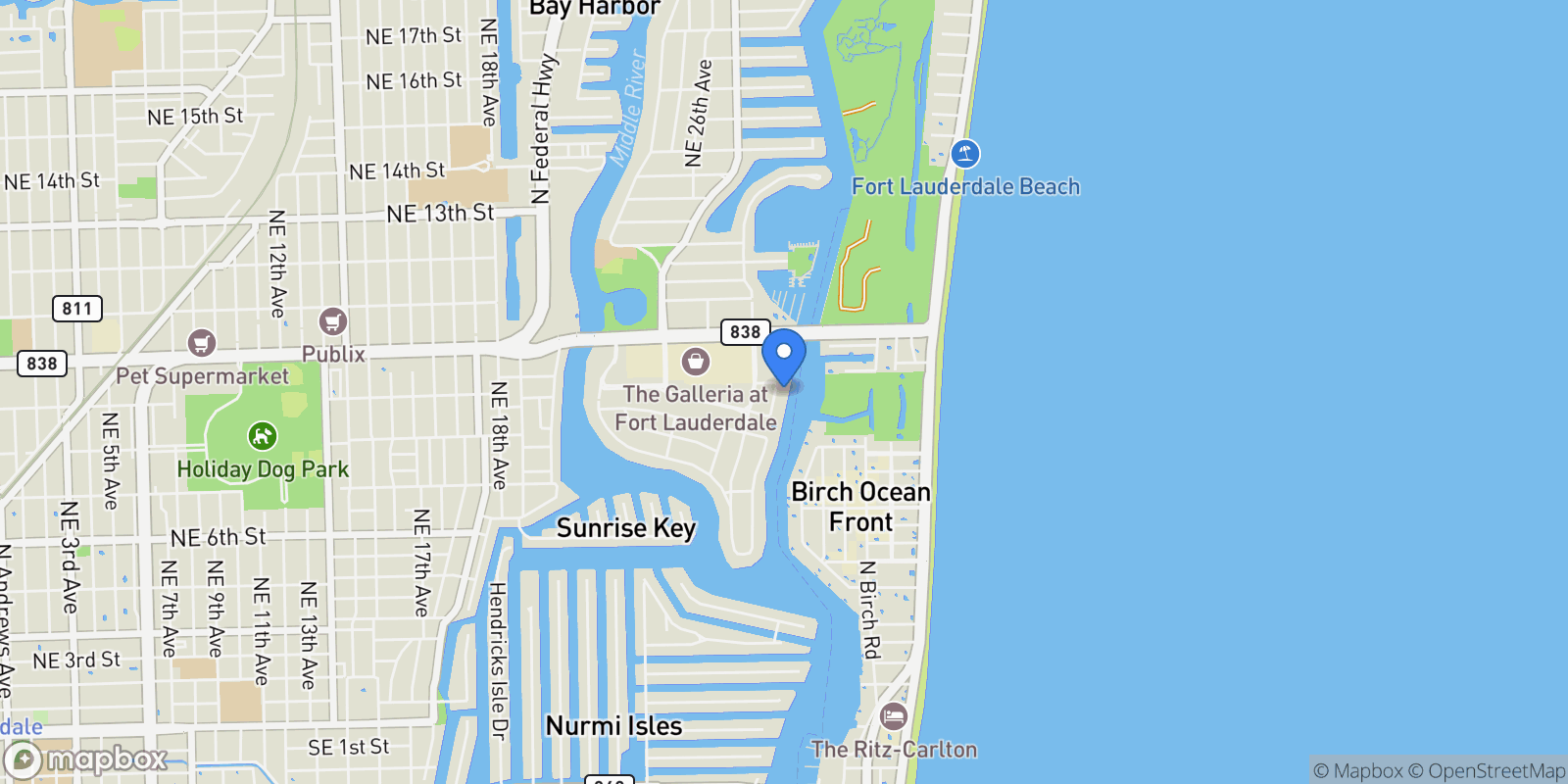 Map showing 920 Intracoastal Drive PH1, Fort Lauderdale, Florida, United States.