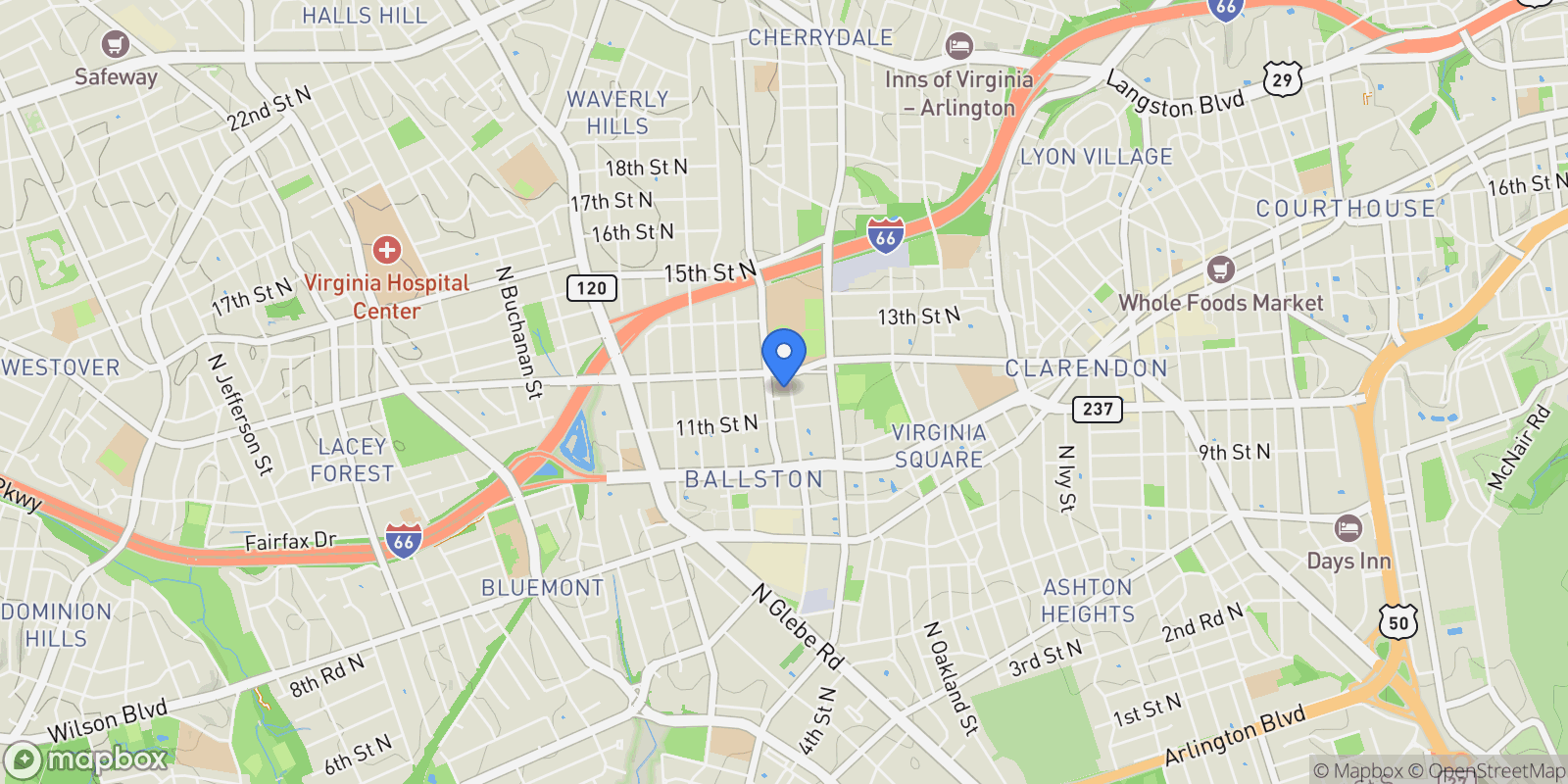 Map showing 4103 11th Place N , Arlington, VA 22201, Arlington, Virginia, United States.
