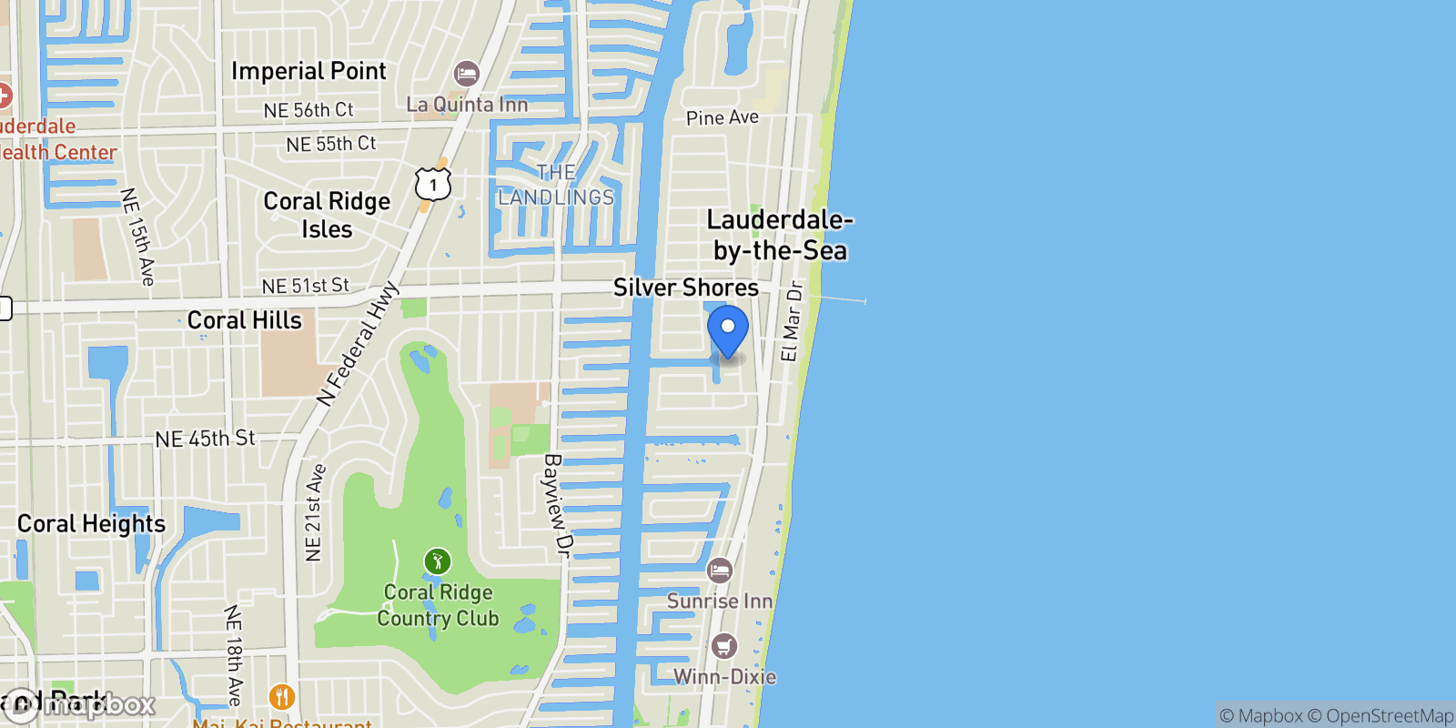 Map showing 240 Shore Ct, Fort Lauderdale, Florida, United States.
