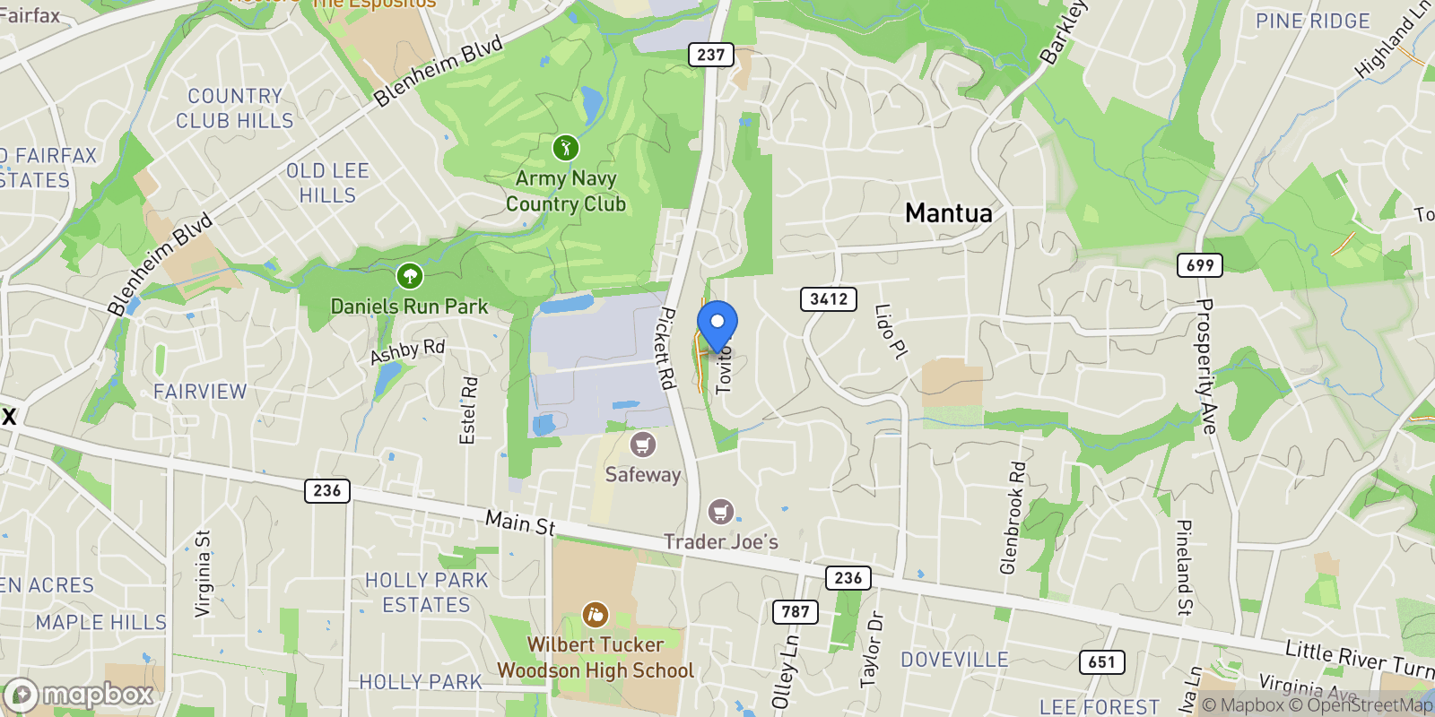 Map showing 9345 Tovito Drive , Fairfax, VA 22031, Oakton, Virginia, United States.