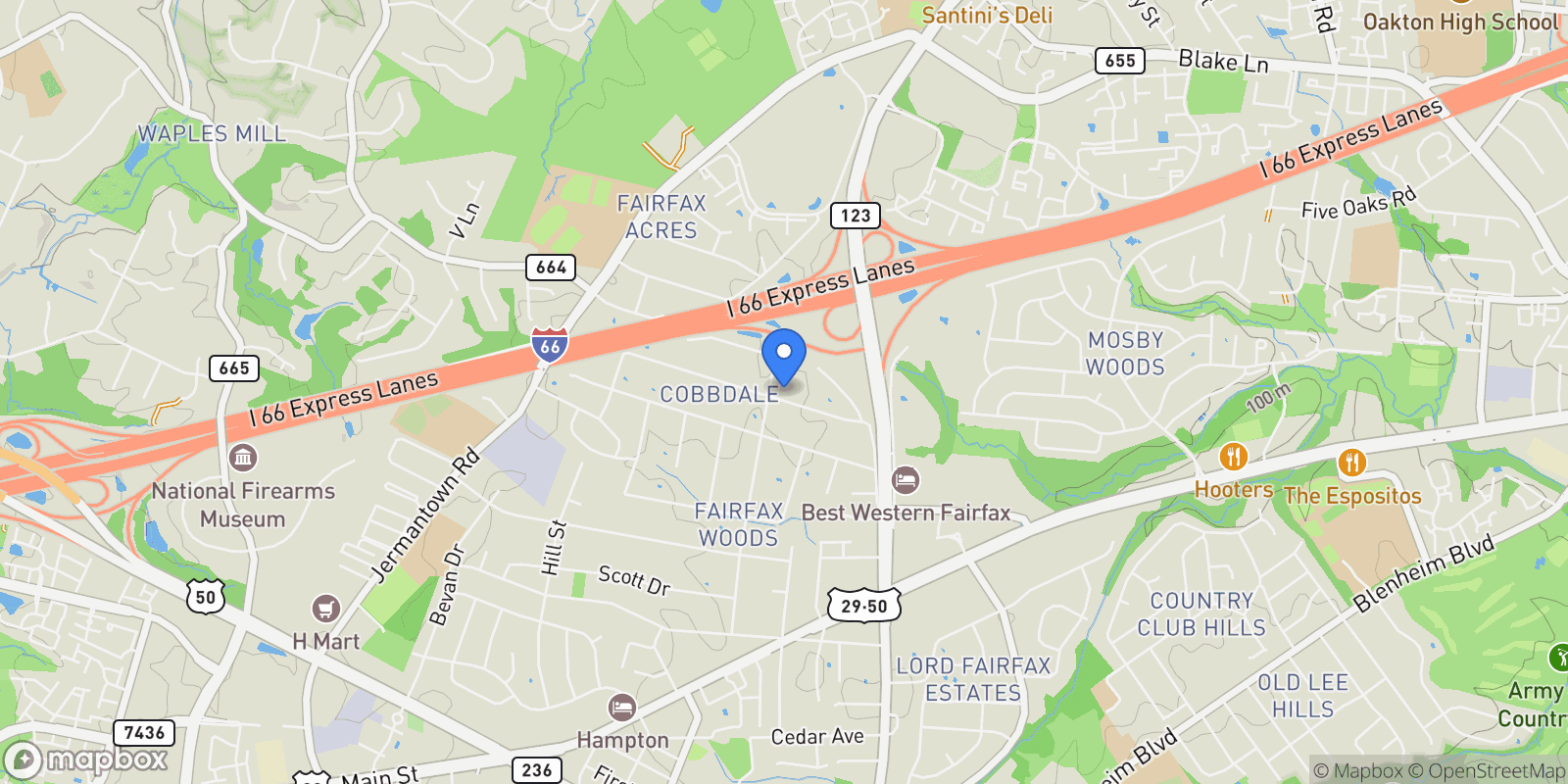 Map showing 10602 Oak Place, Fairfax, VA 22030, Fairfax, Virginia, United States.