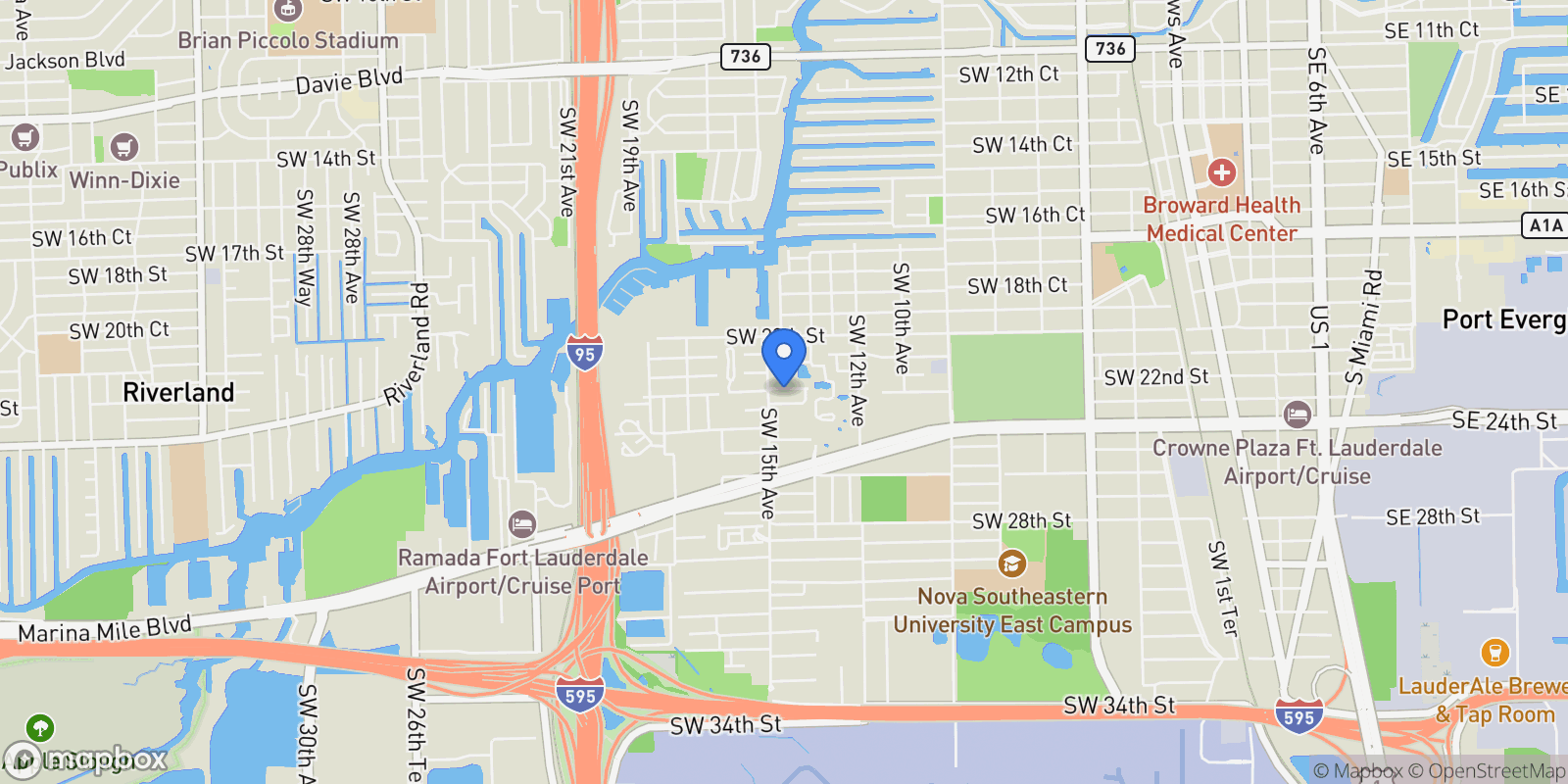 Map showing 1446 SW 23rd Court, Fort Lauderdale, Florida, United States.