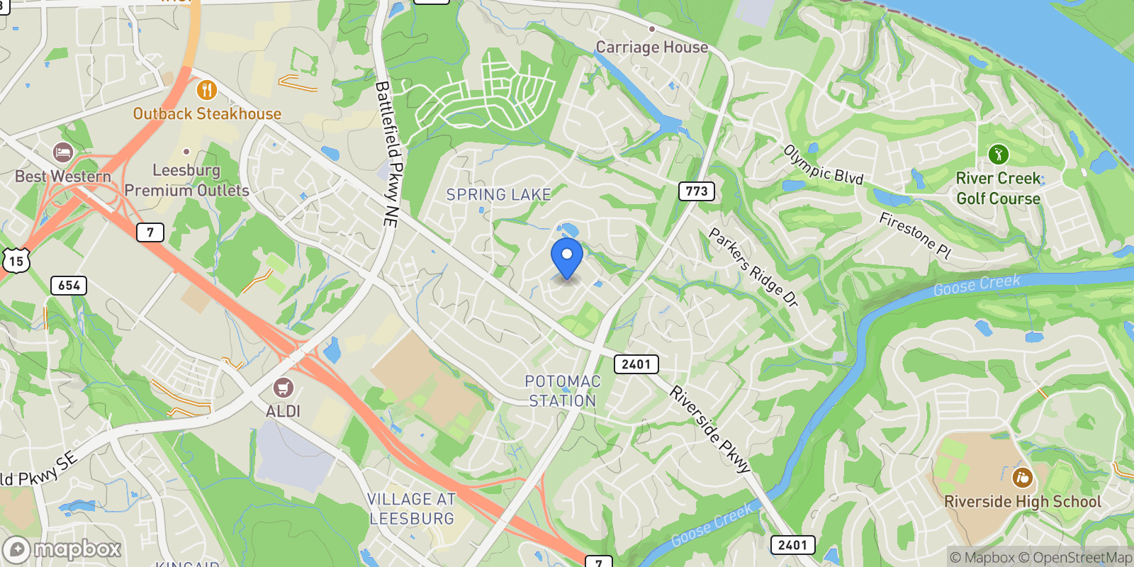 Map showing 1707 Taymount Terrace NE , Leesburg, VA 20176, Leesburg, Virginia, United States.
