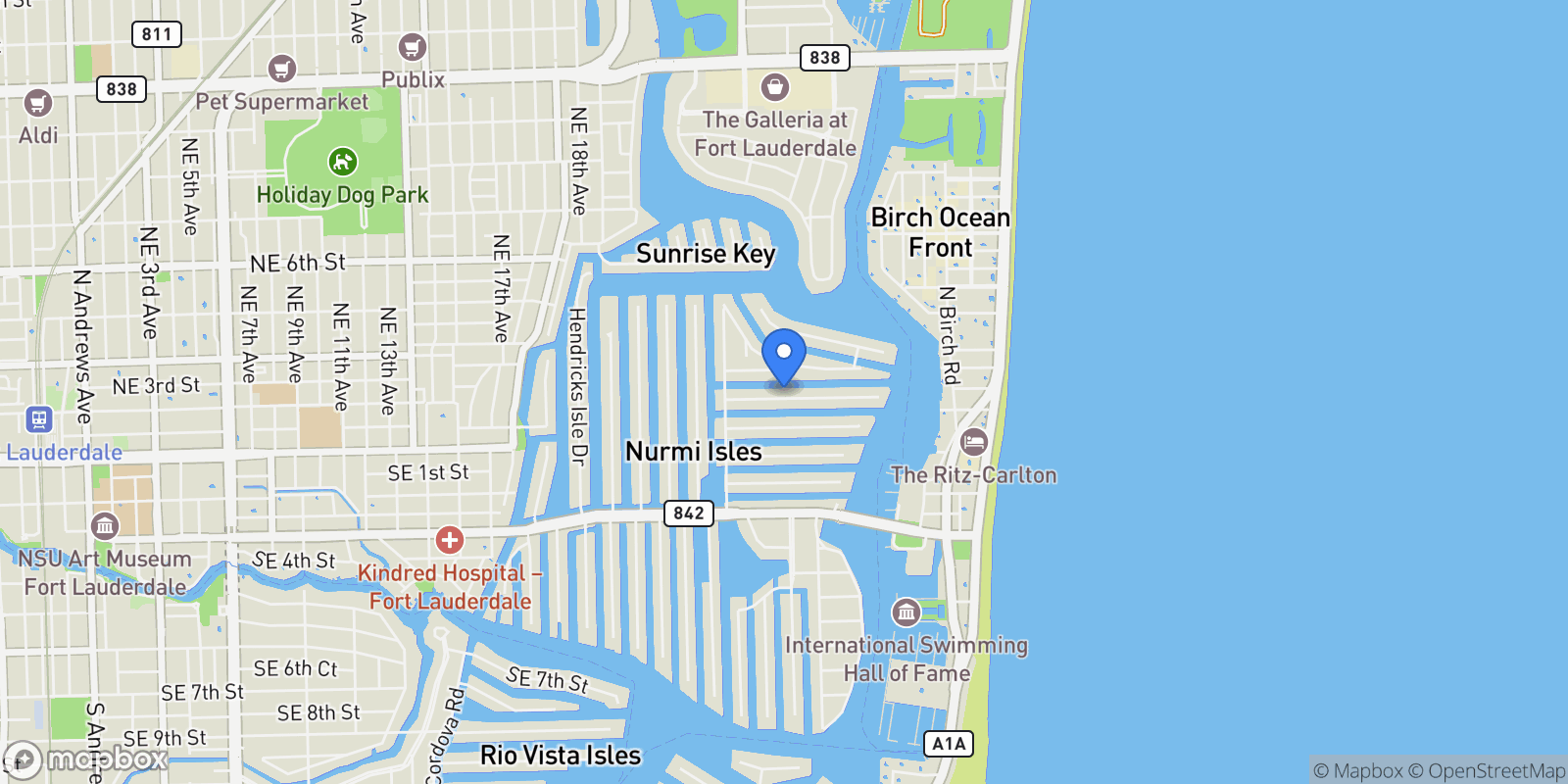 Map showing 2427 Sea Island Dr, Fort Lauderdale, Florida, United States.