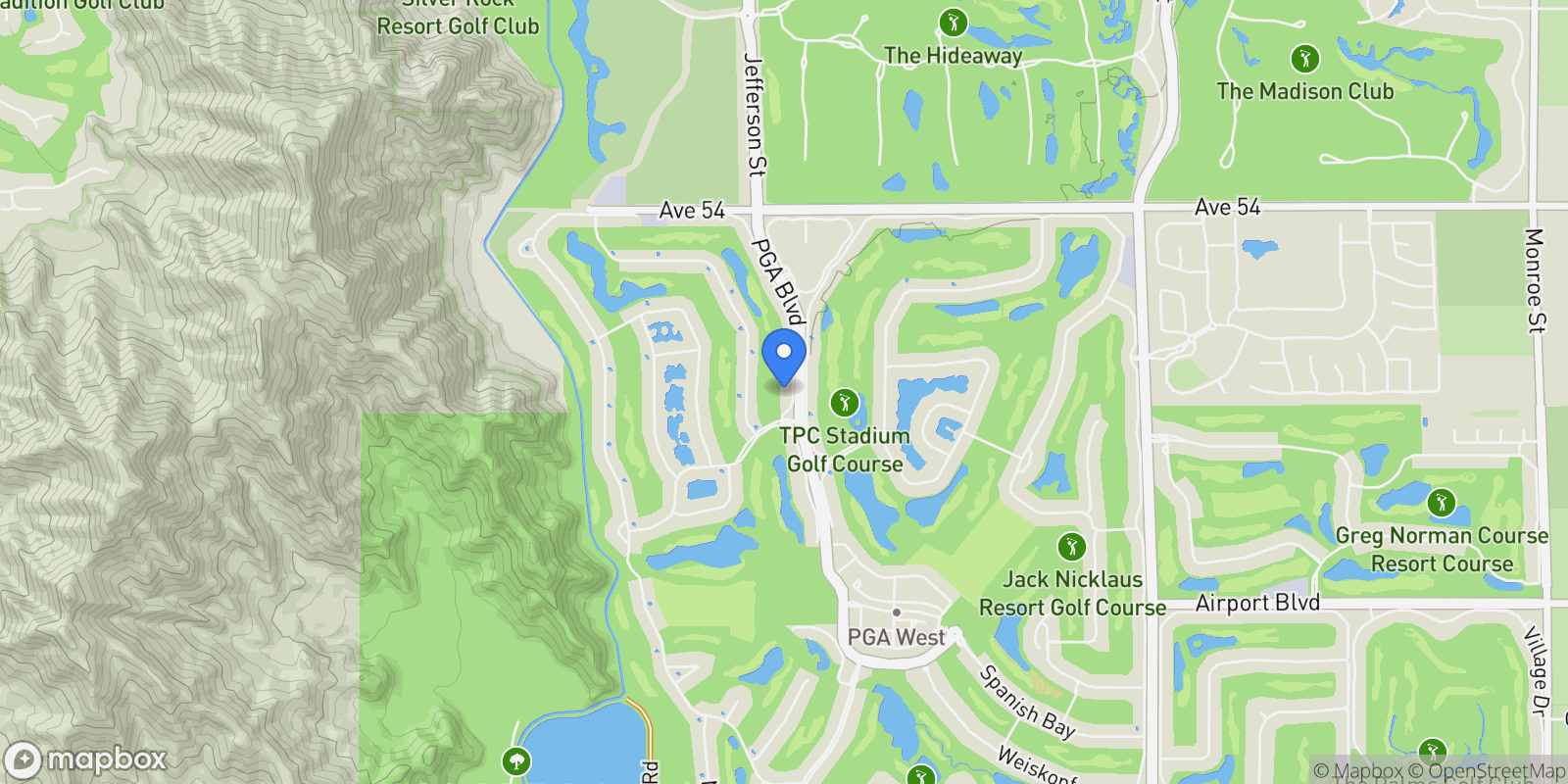 Map showing 55033 Oak Hill , La Quinta, CA 92253, La Quinta, California, United States.
