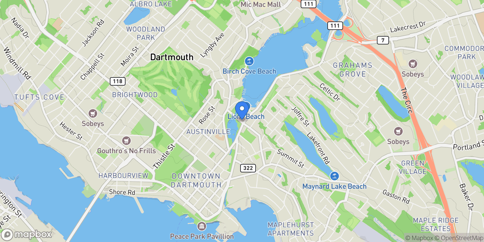 Map showing 132 Prince Albert Road, Dartmouth, NS B2Y 1M6, Dartmouth, Nova Scotia, Canada.