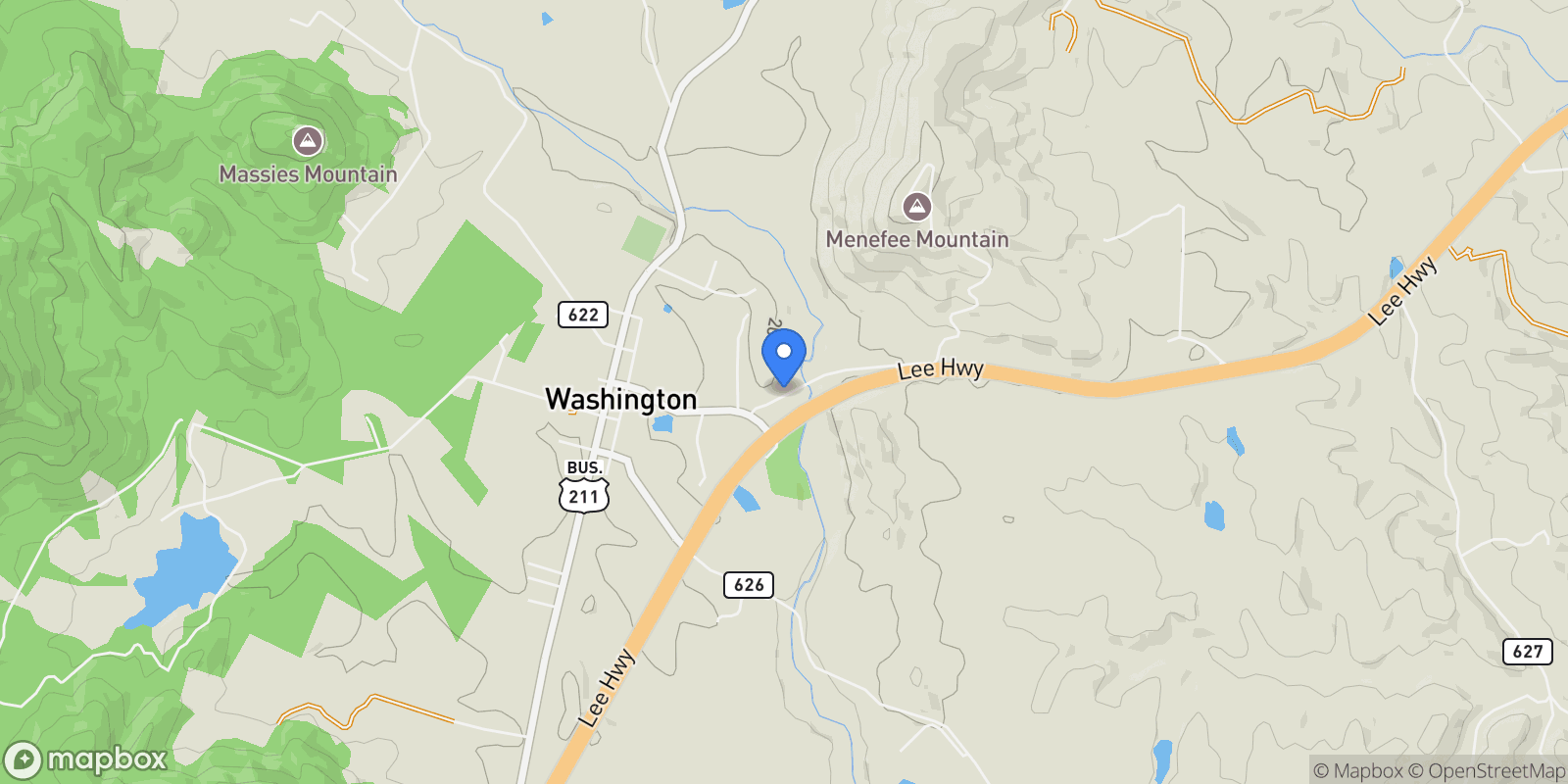 Map showing 18 Old Mill Road, Washington, VA 22747, Washington, Virginia, United States.