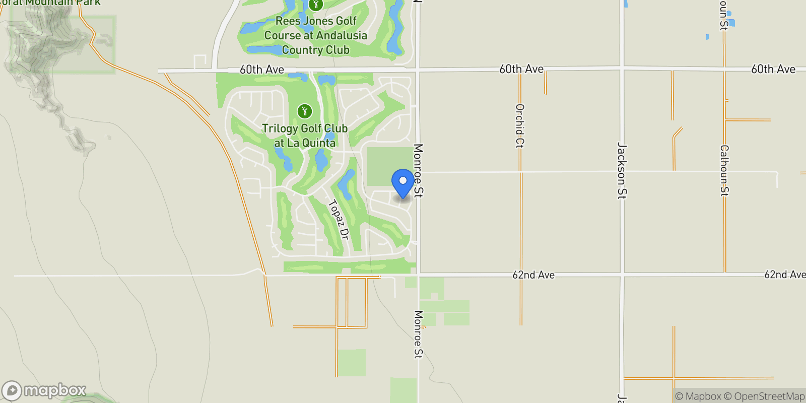 Map showing 61260 Portulaca Drive , La Quinta, CA 92253, La Quinta, California, United States.