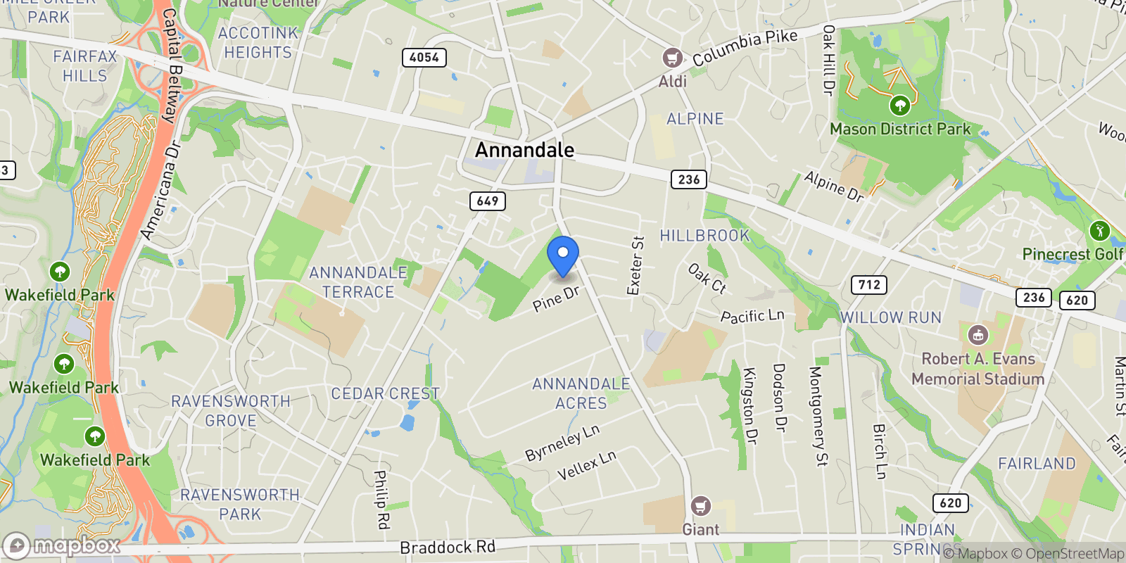Map showing 7209 Sipes Lane , Annandale, VA 22003, Annandale, Virginia, United States.
