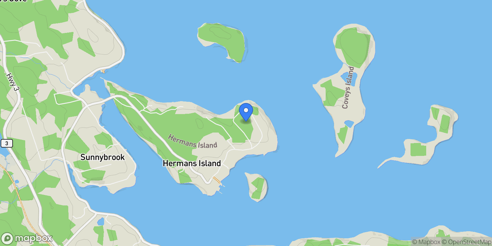 Map showing 71 Hermans Point Road, Herman's Island, NS B0J 2E0, Lunenburg, Nova Scotia, Canada.