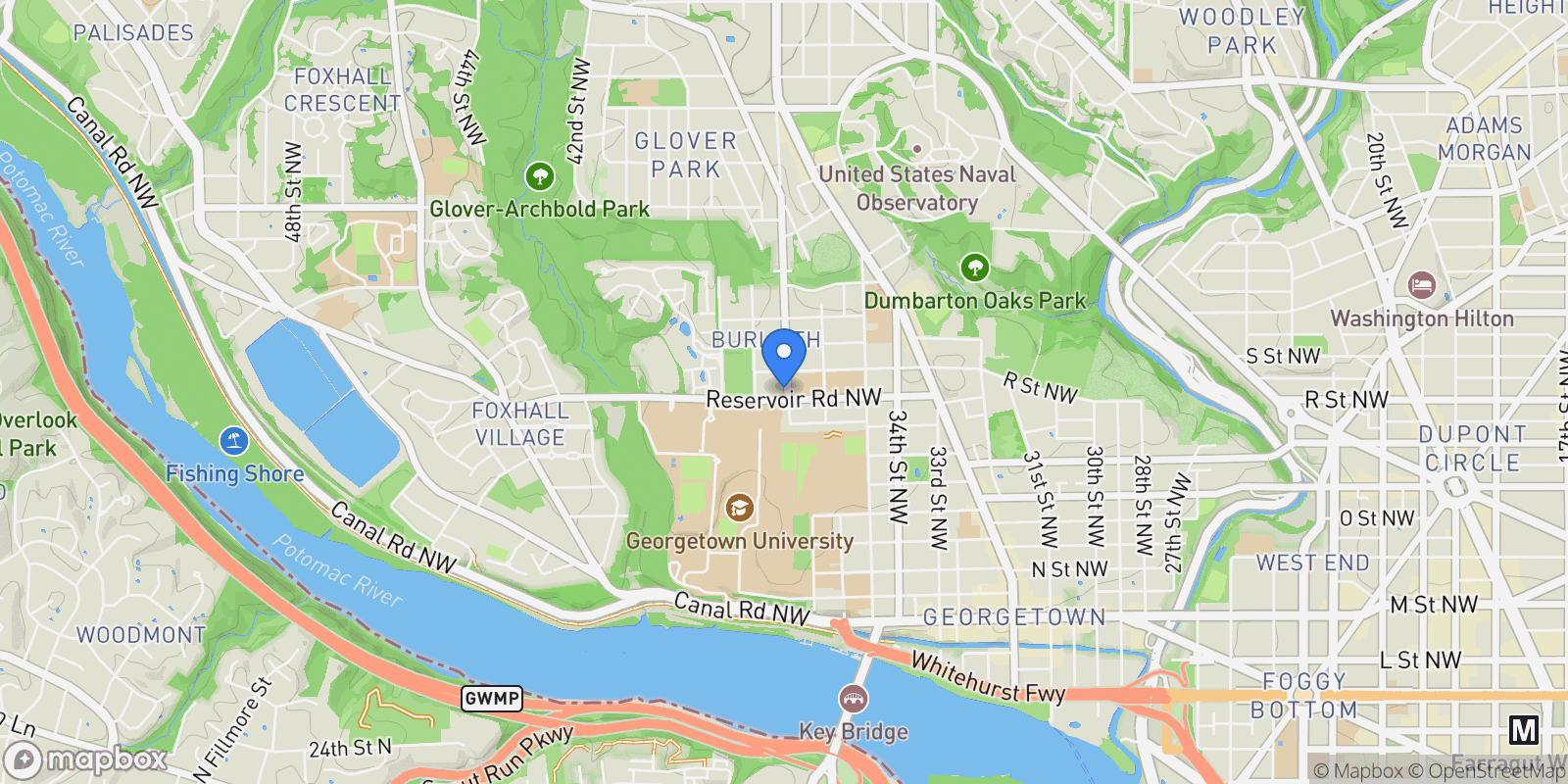 Map showing 1600 37th Street NW, Washington, DC 20007, Washington, District of Columbia, United States.