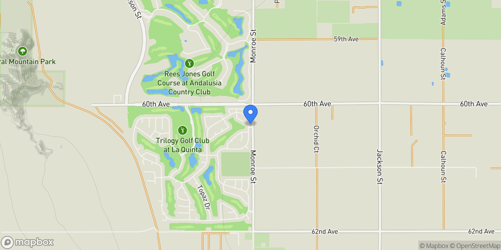 Map showing 60328 Desert Shadows Drive , La Quinta, CA 92253, La Quinta, California, United States.