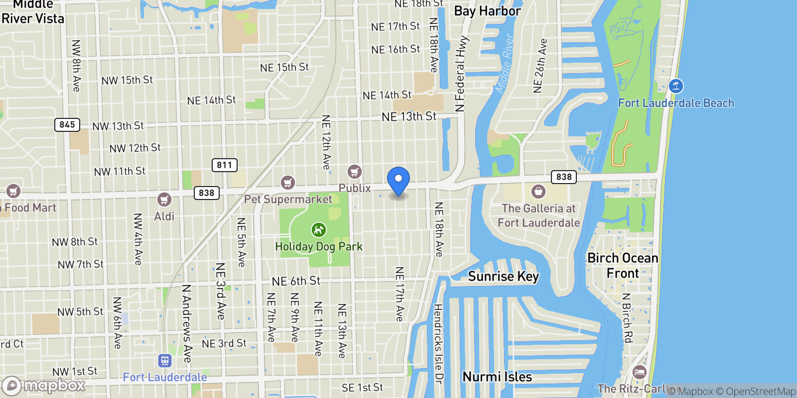Map showing 920B NE 17th Ave, Fort Lauderdale, Florida, United States.