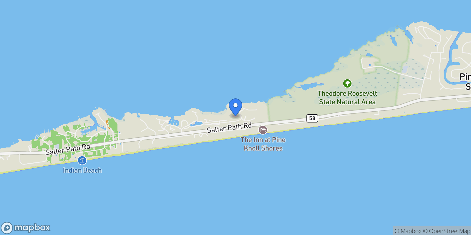 Map showing 532 Coral Drive, Pine Knoll Shores, NC 28512, Pine Knoll Shores, North Carolina, United States.