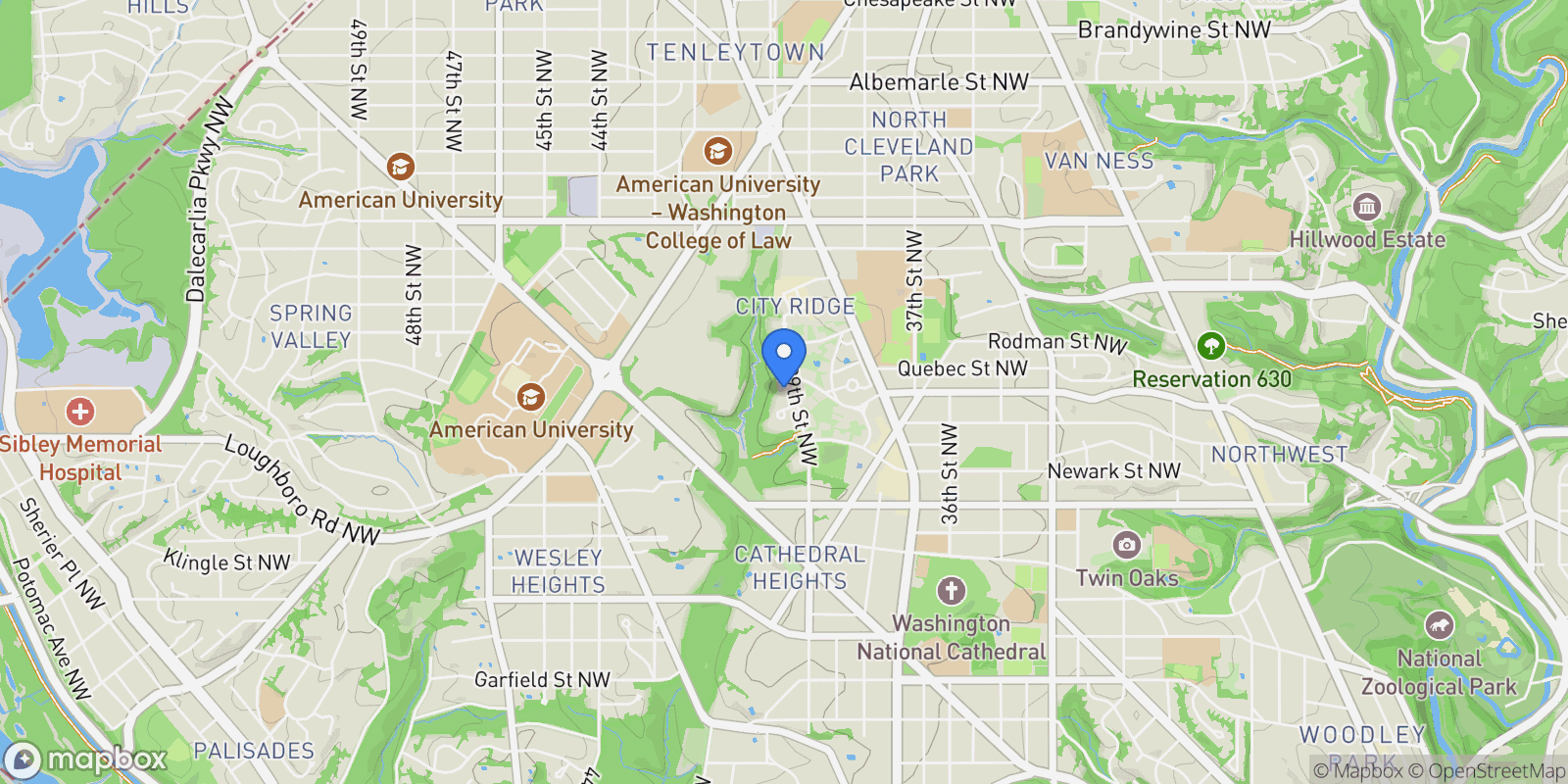 Map showing 3610 39th Street NW Unit# E545, Washington, DC 20016, Washington, District of Columbia, United States.