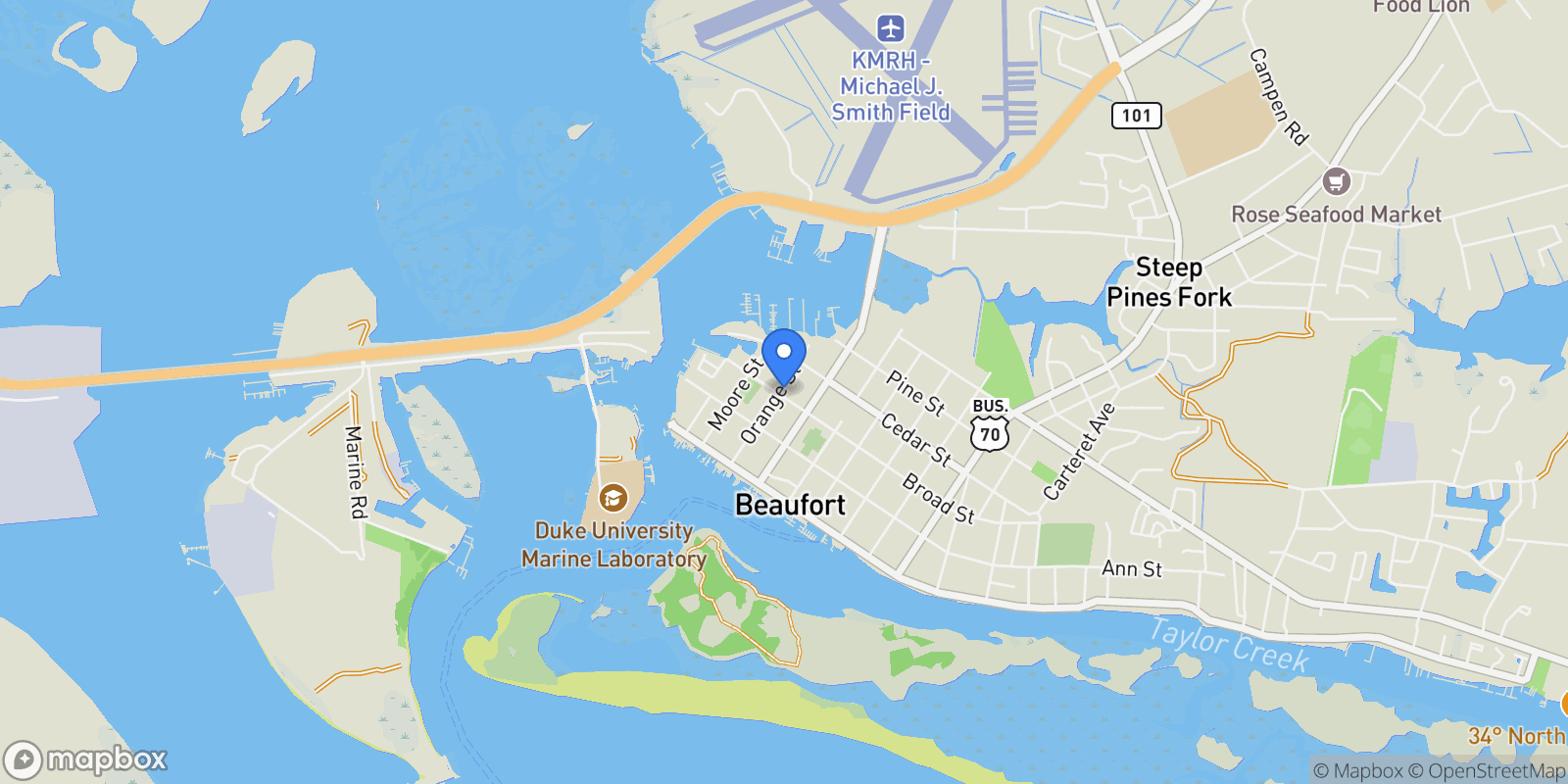 Map showing 301 Broad Street, Beaufort, NC 28516, Beaufort, North Carolina, United States.