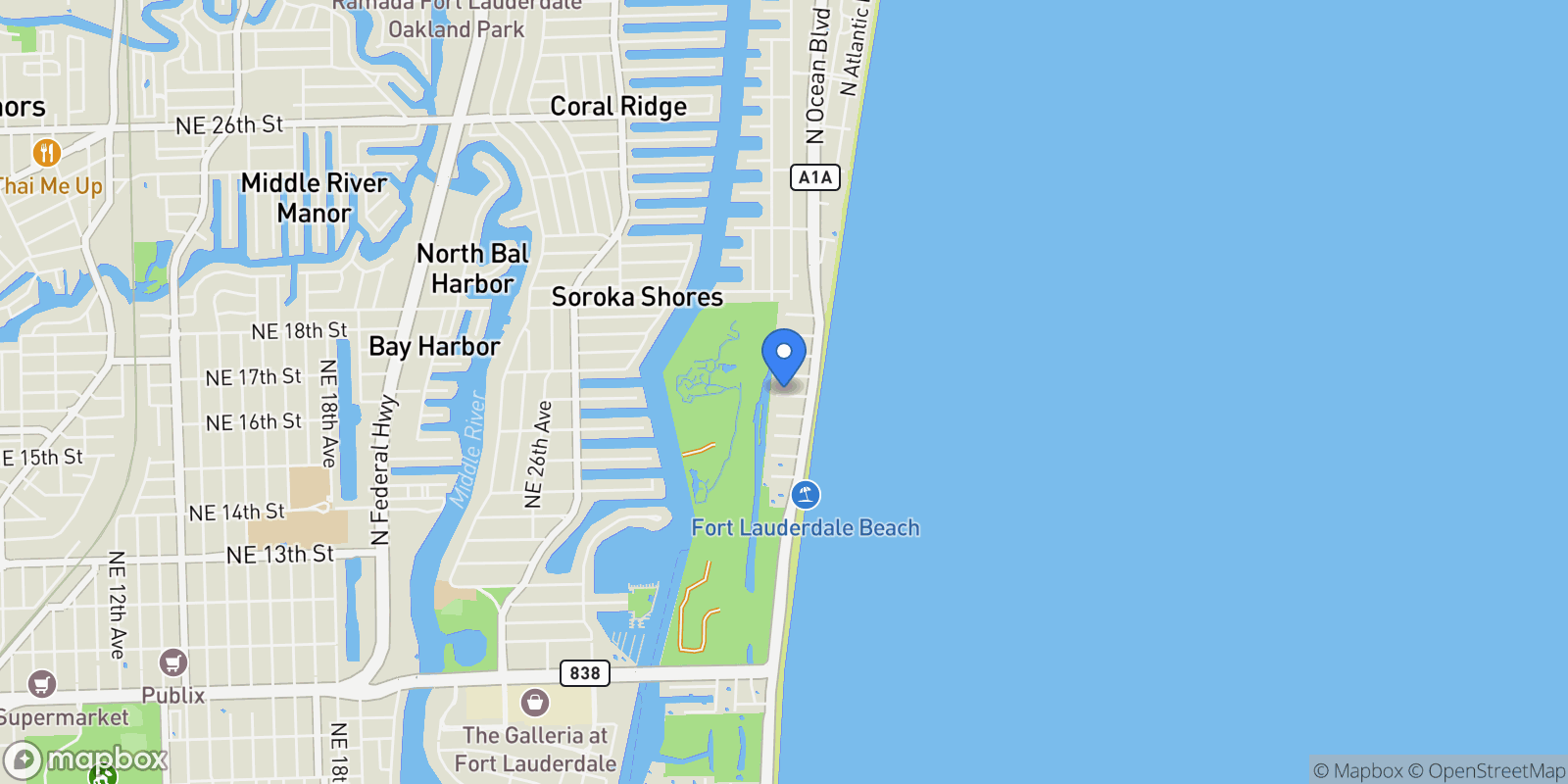 Map showing 3321 NE 16th Ct, Wilton Manors, Florida, United States.
