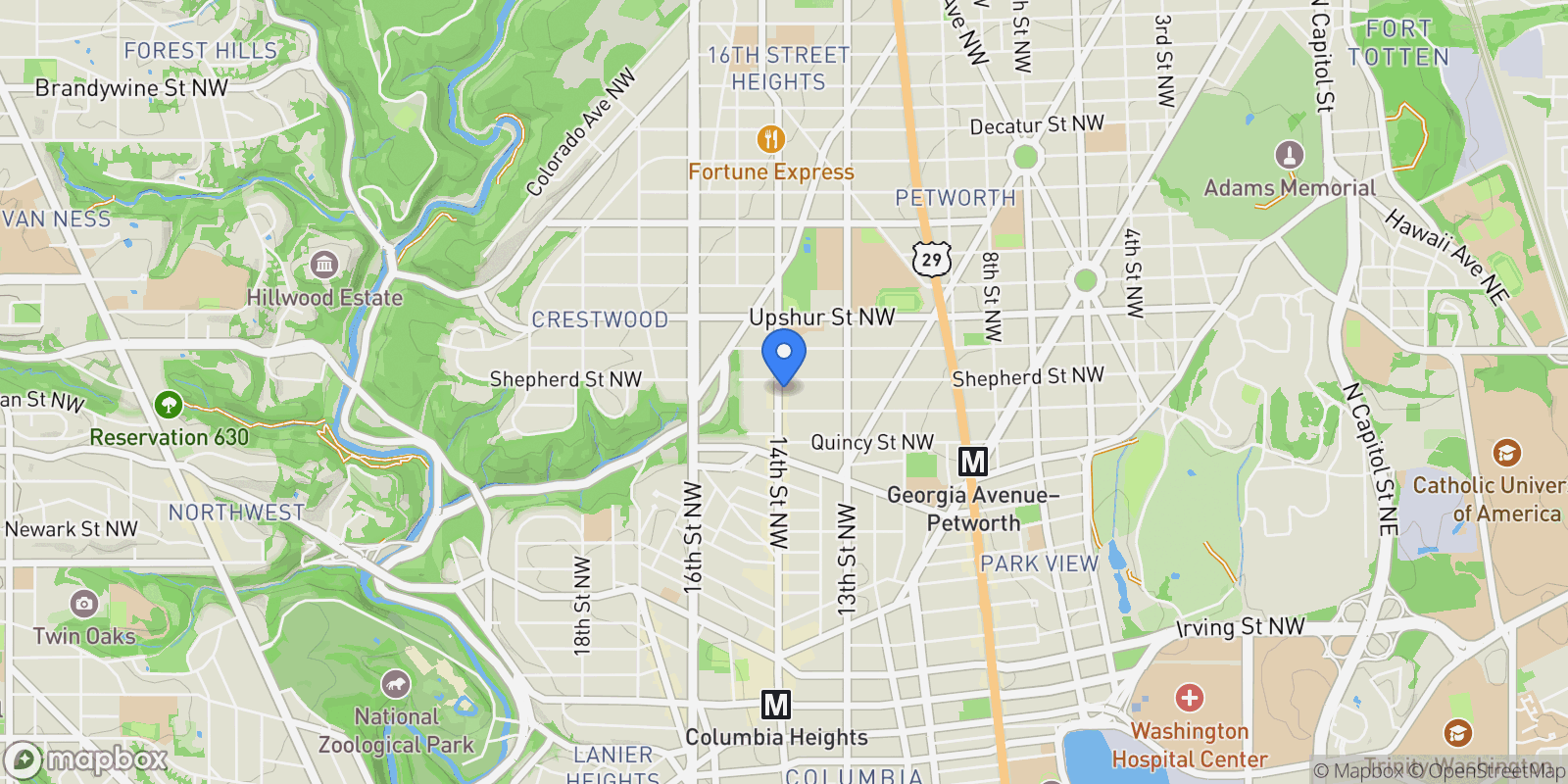 Map showing 3923 14th Street NW Unit# 5, Washington, DC 20011, Washington, District of Columbia, United States.