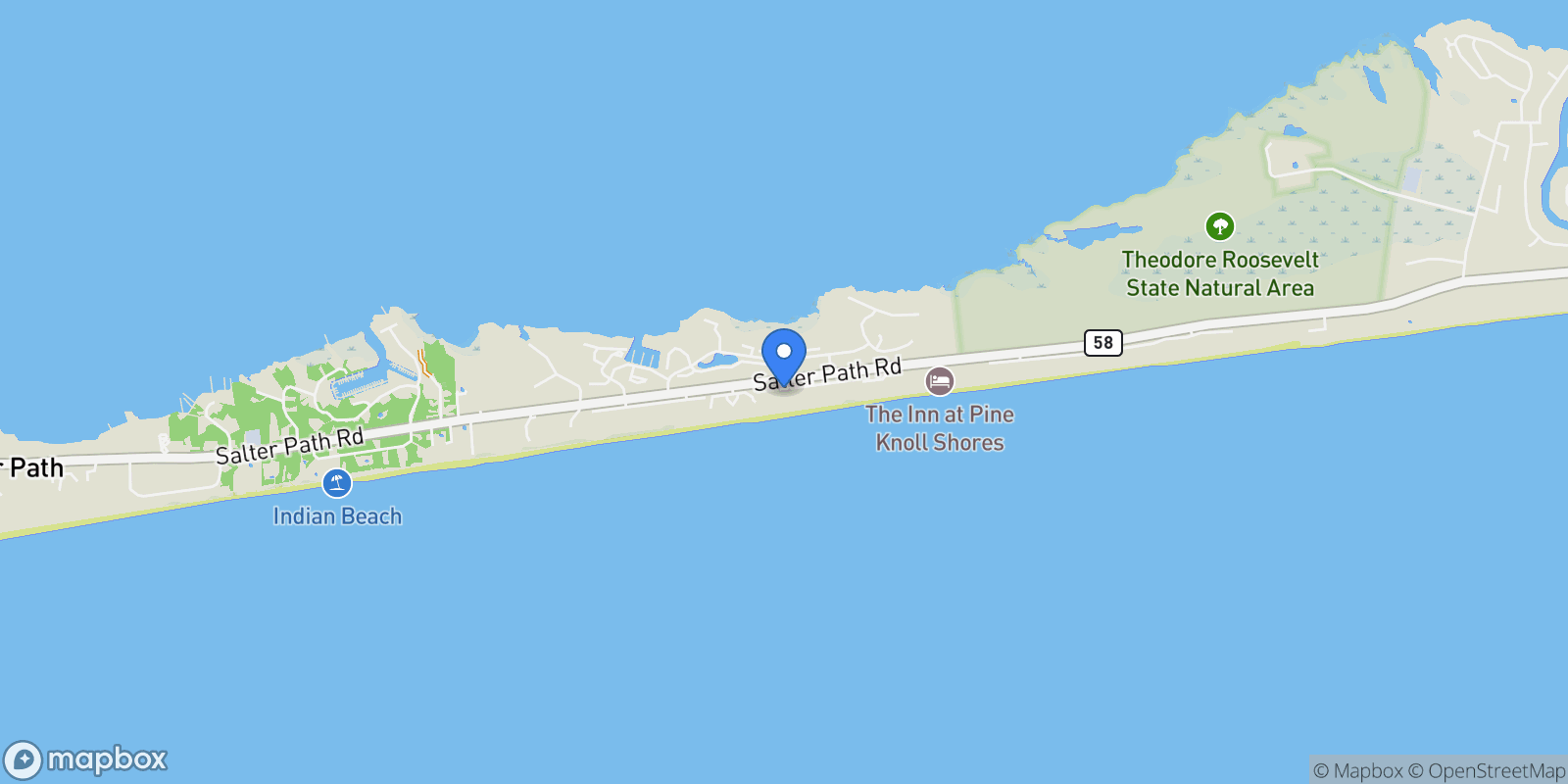 Map showing 545 Salter Path Road #B-3 Ocean Grove, Pine Knoll Shores, NC 28512, Pine Knoll Shores, North Carolina, United States.