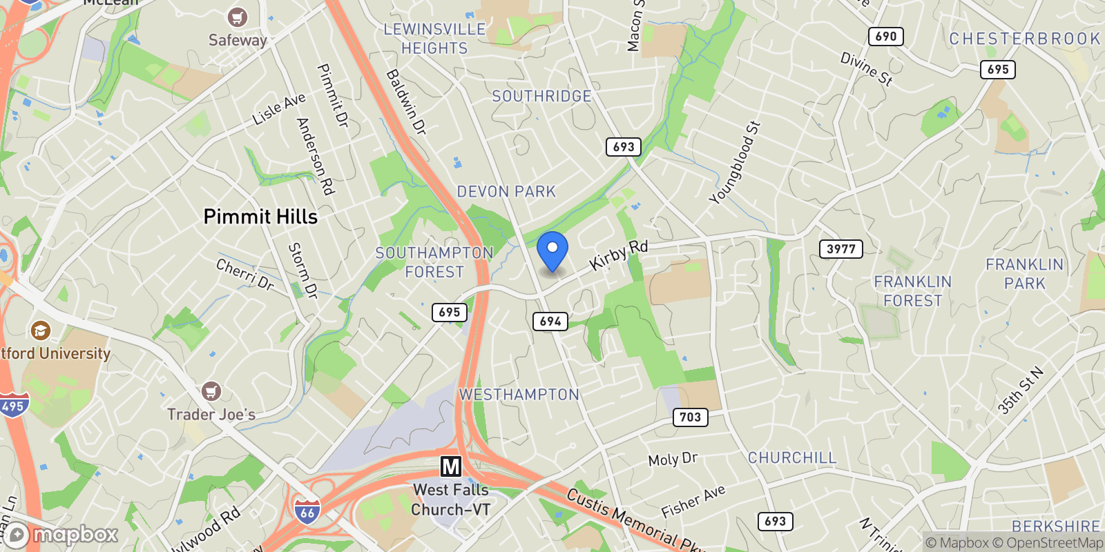 Map showing 2002 Mcfall Street, Mclean, VA 22101, McLean, Virginia, United States.