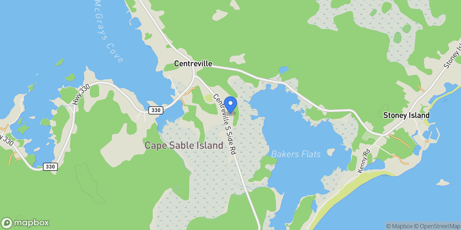 Map showing 107 Centreville Road, Stoney Island, NS B0W 2G0, Barrington, Nova Scotia, Canada.