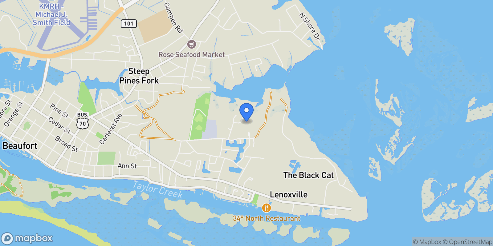 Map showing 503 Swan Court, Beaufort, NC 28516, Beaufort, North Carolina, United States.