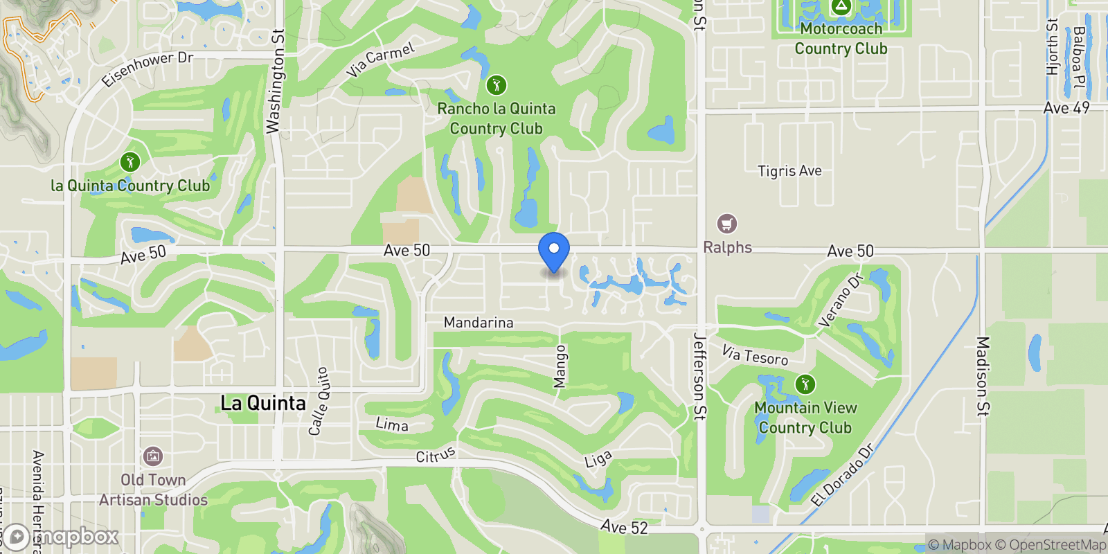 Map showing 50240 Woodmere , La Quinta, CA 92253, La Quinta, California, United States.
