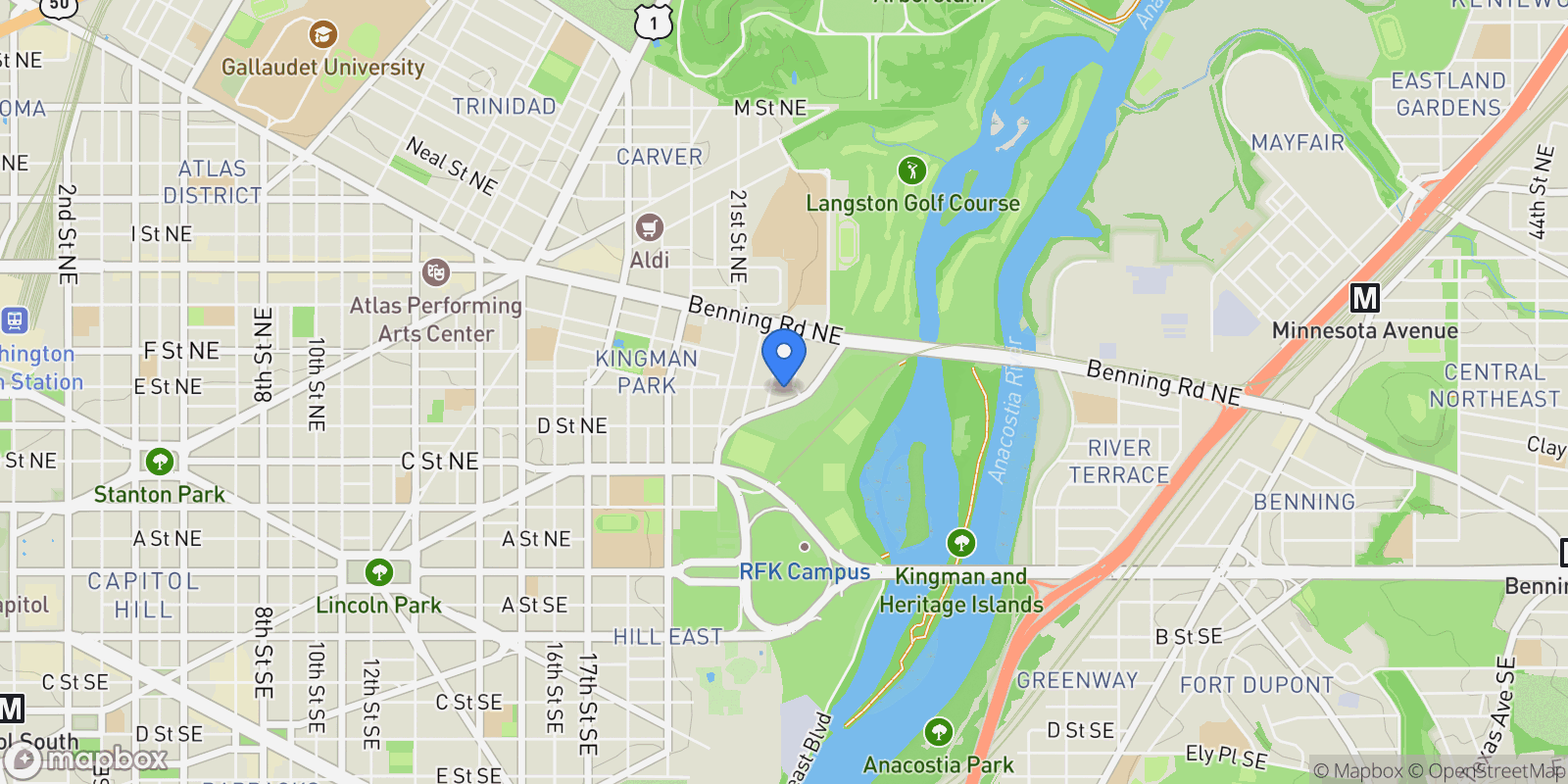 Map showing 2415 E Street NE, Washington, DC 20002, Washington, District of Columbia, United States.