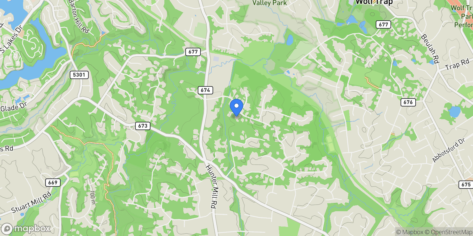 Map showing 10205 Cedar Pond Drive, Vienna, VA 22182, Vienna, Virginia, United States.